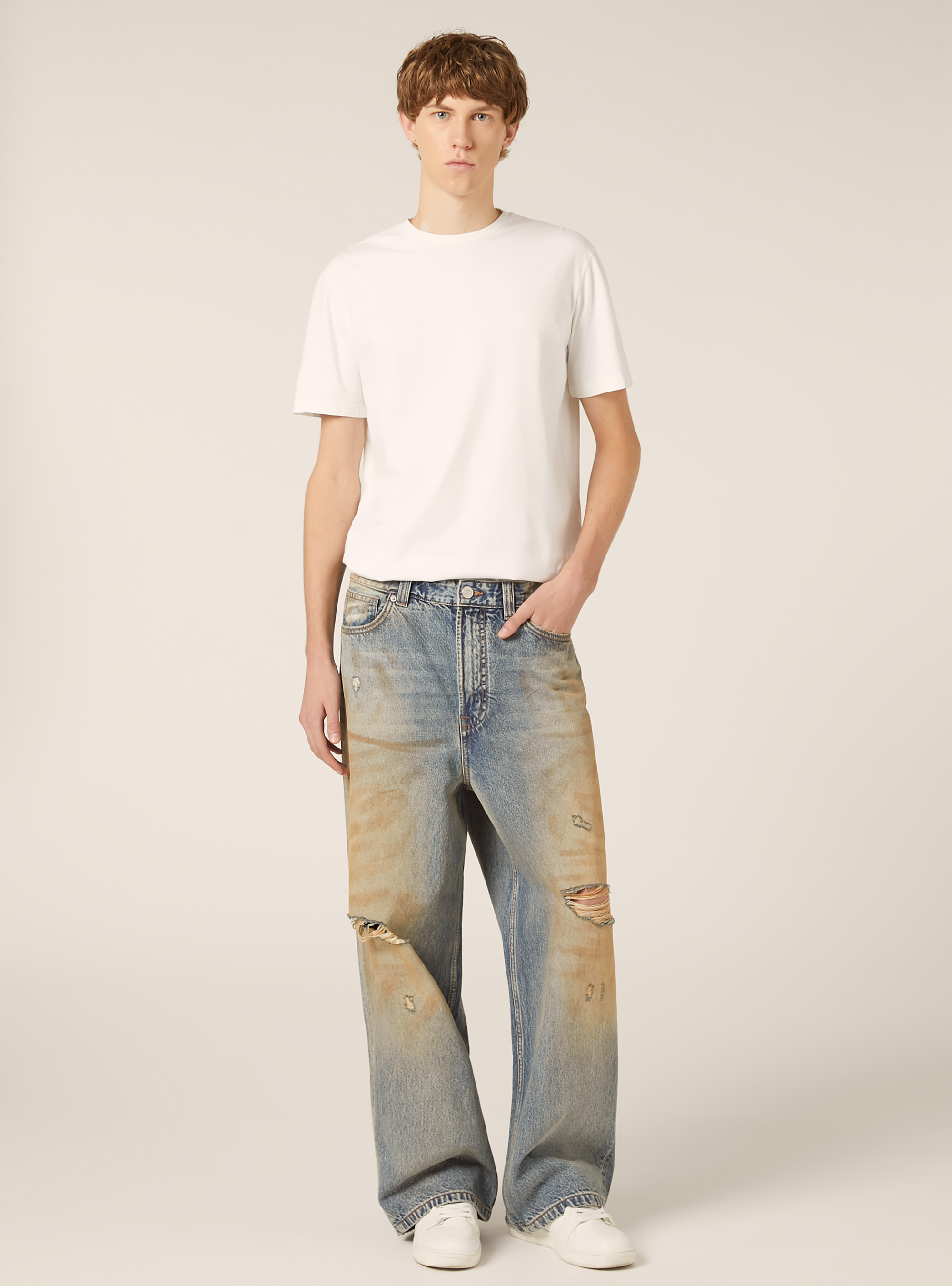 Jeans baggy effet délavé, D202 AZZURRE LIGHT OVERDYE