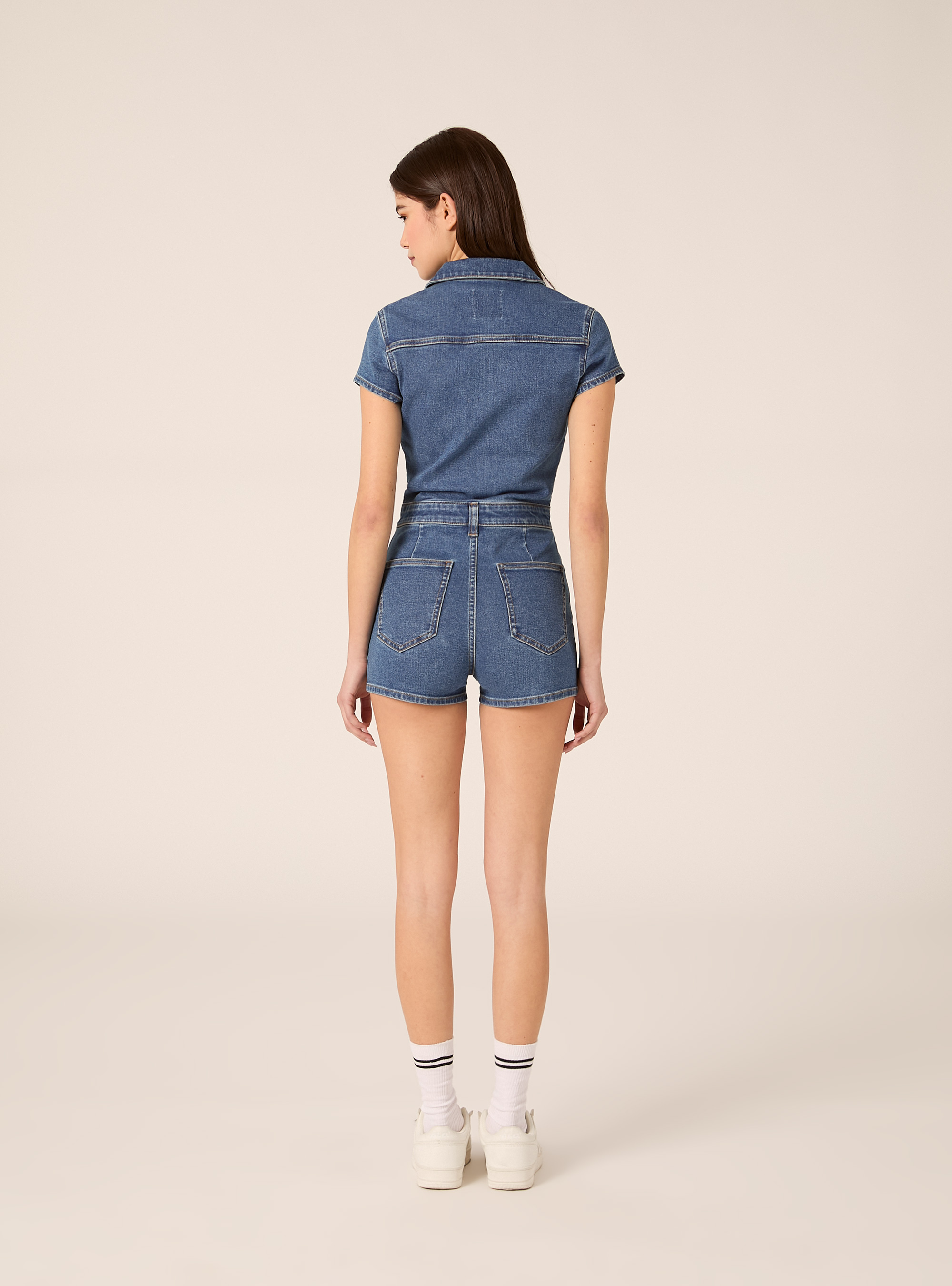 Mono corto de denim, D003 MEDIUM BLUE