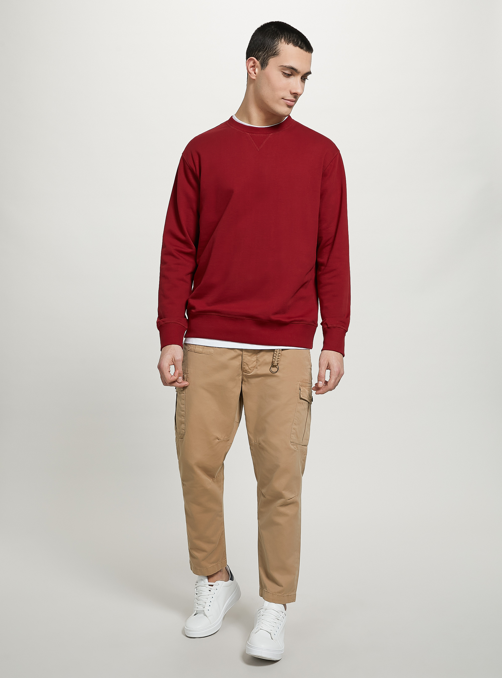 Felpa girocollo tinta unita, BO2 BORDEAUX MEDIUM