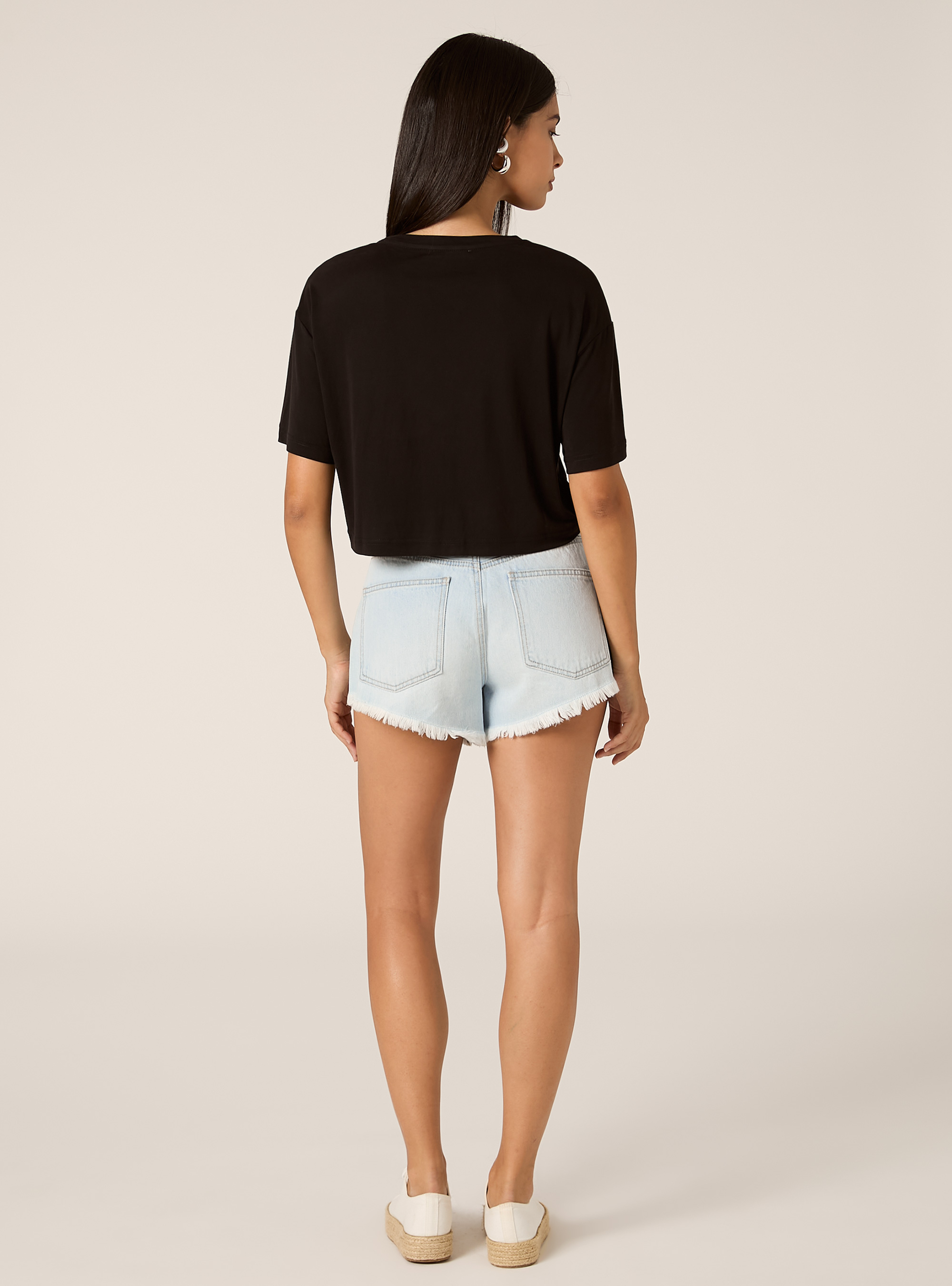 Gek&uuml;rztes T-Shirt mit weichem Griff, BK1 BLACK