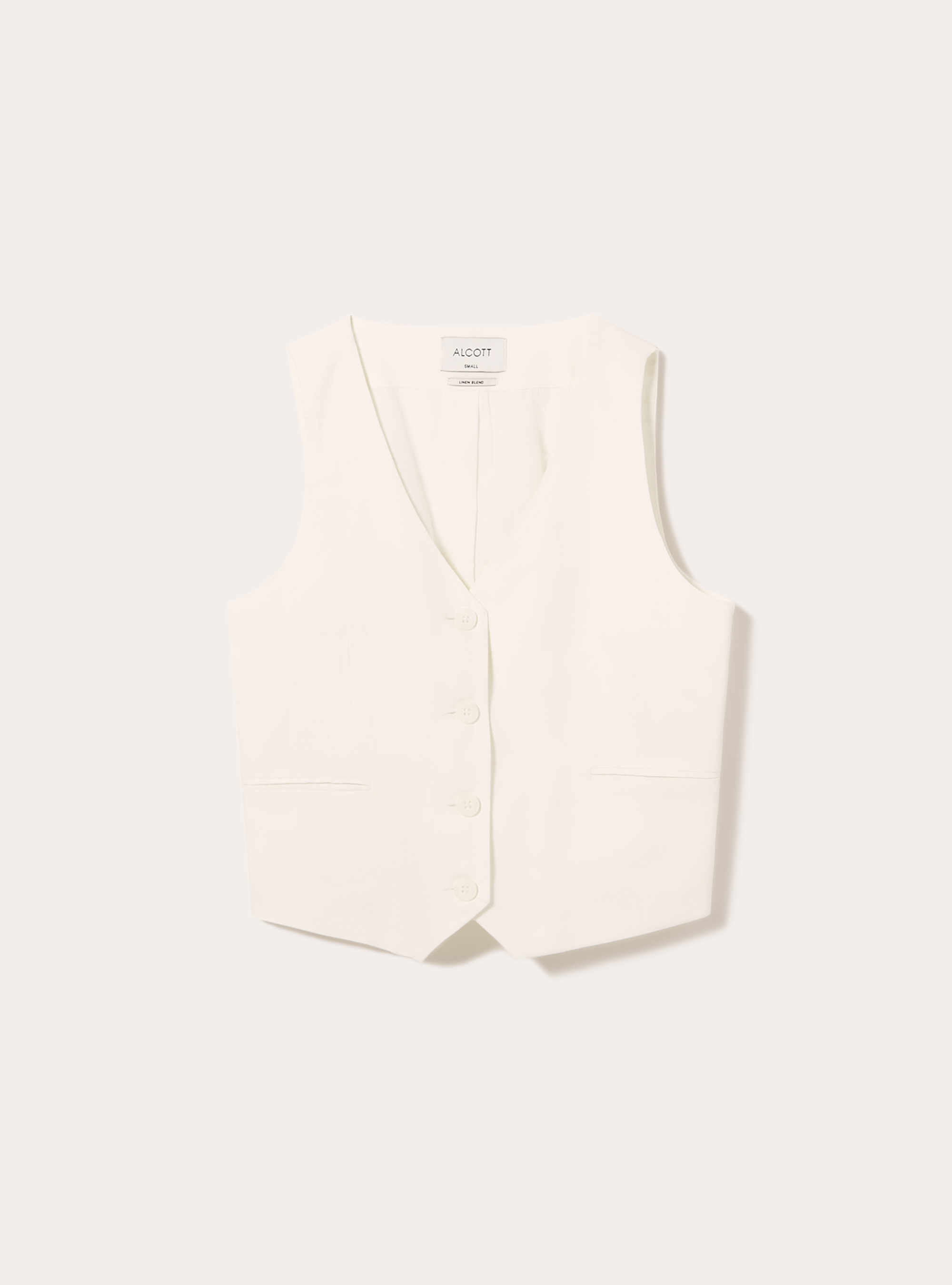 Linen-blend waistcoat, WH2 WHITE