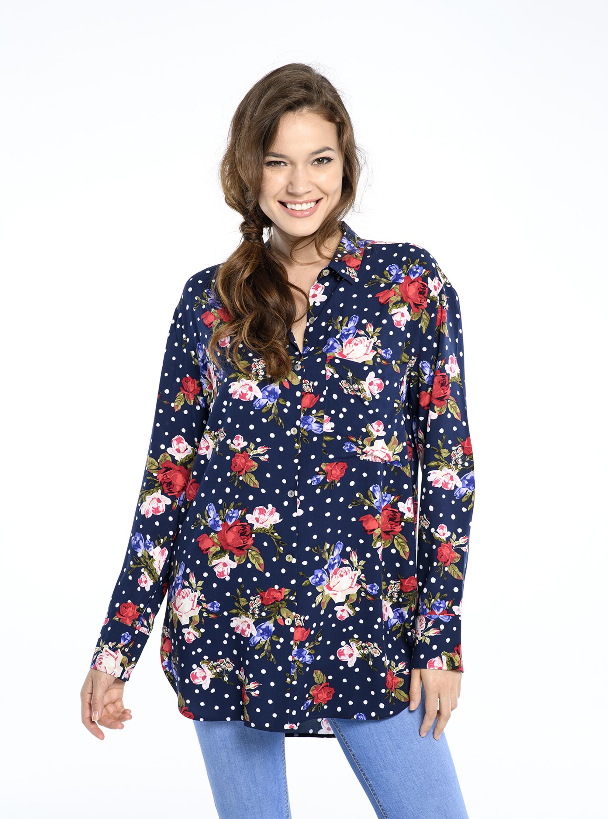 Camicia stampata floreale a pois, POIS