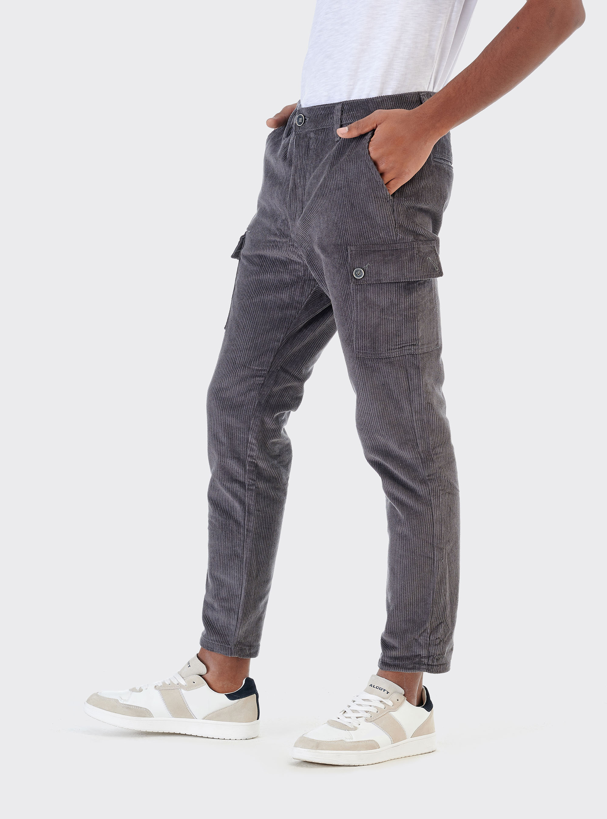 Velvet cargo trousers, GREY