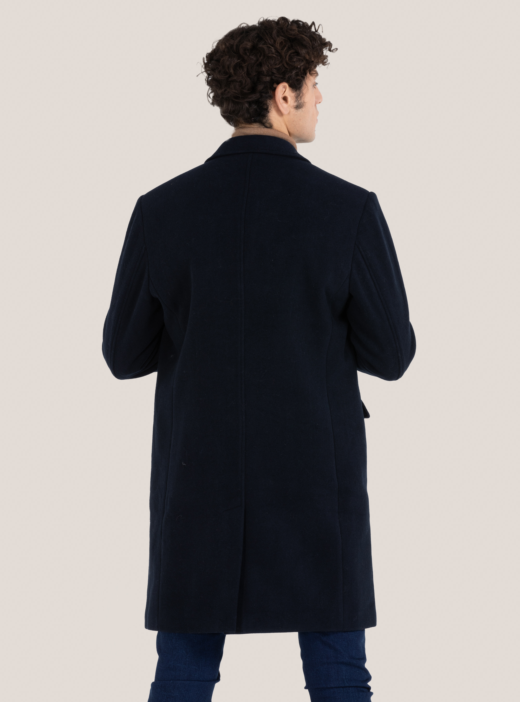Cappotto monopetto in misto lana, BLU MARINO