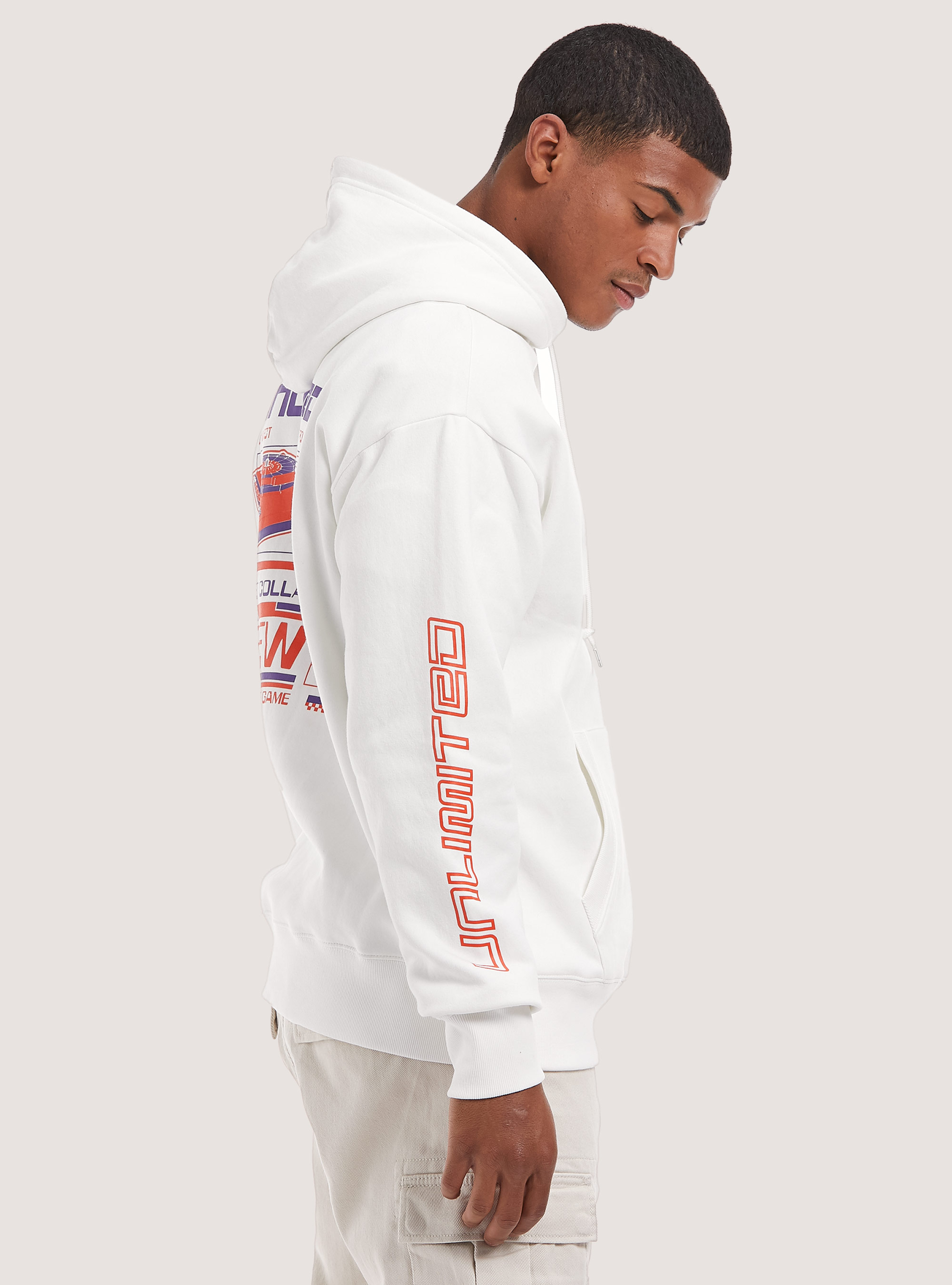 Sudadera con estampado y capucha, WH2 WHITE