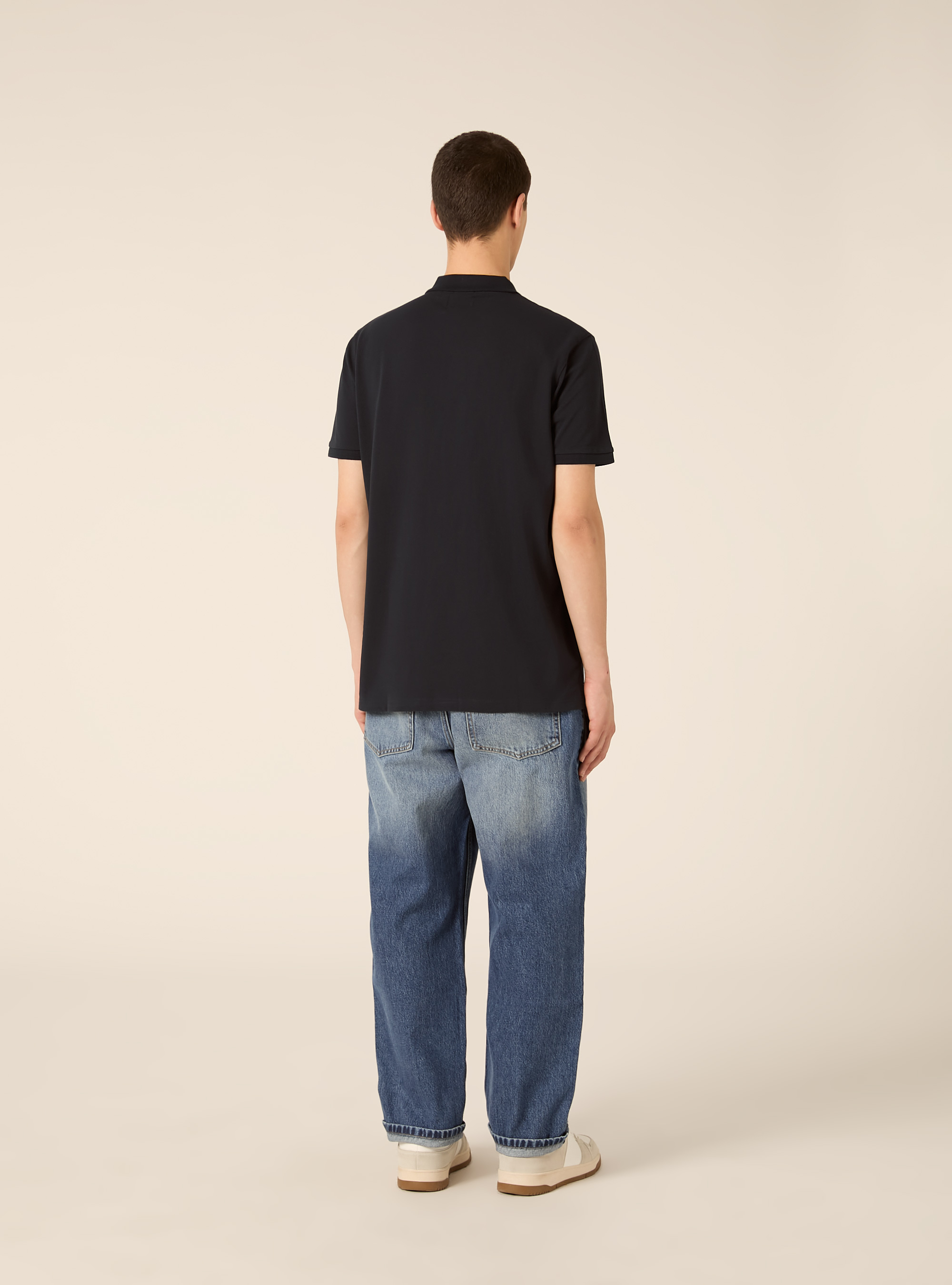 Cotton piqu&eacute; polo shirt with embroidery, NA1 NAVY DARK