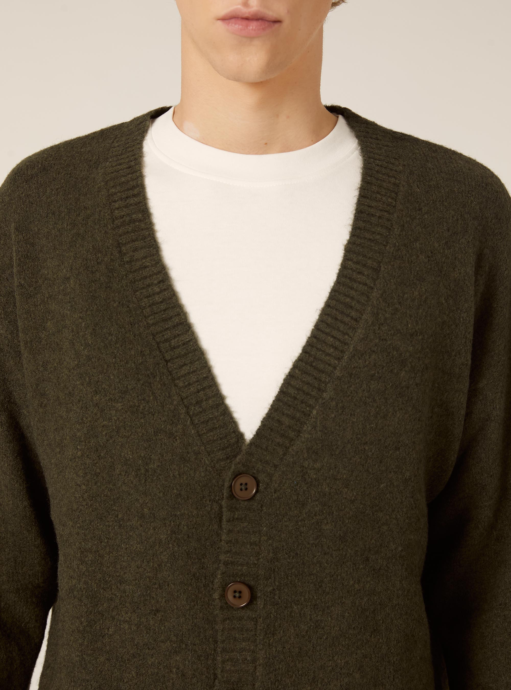 Cárdigan de corte cuadrado en mezcla de lana, KY2 KAKY MEDIUM