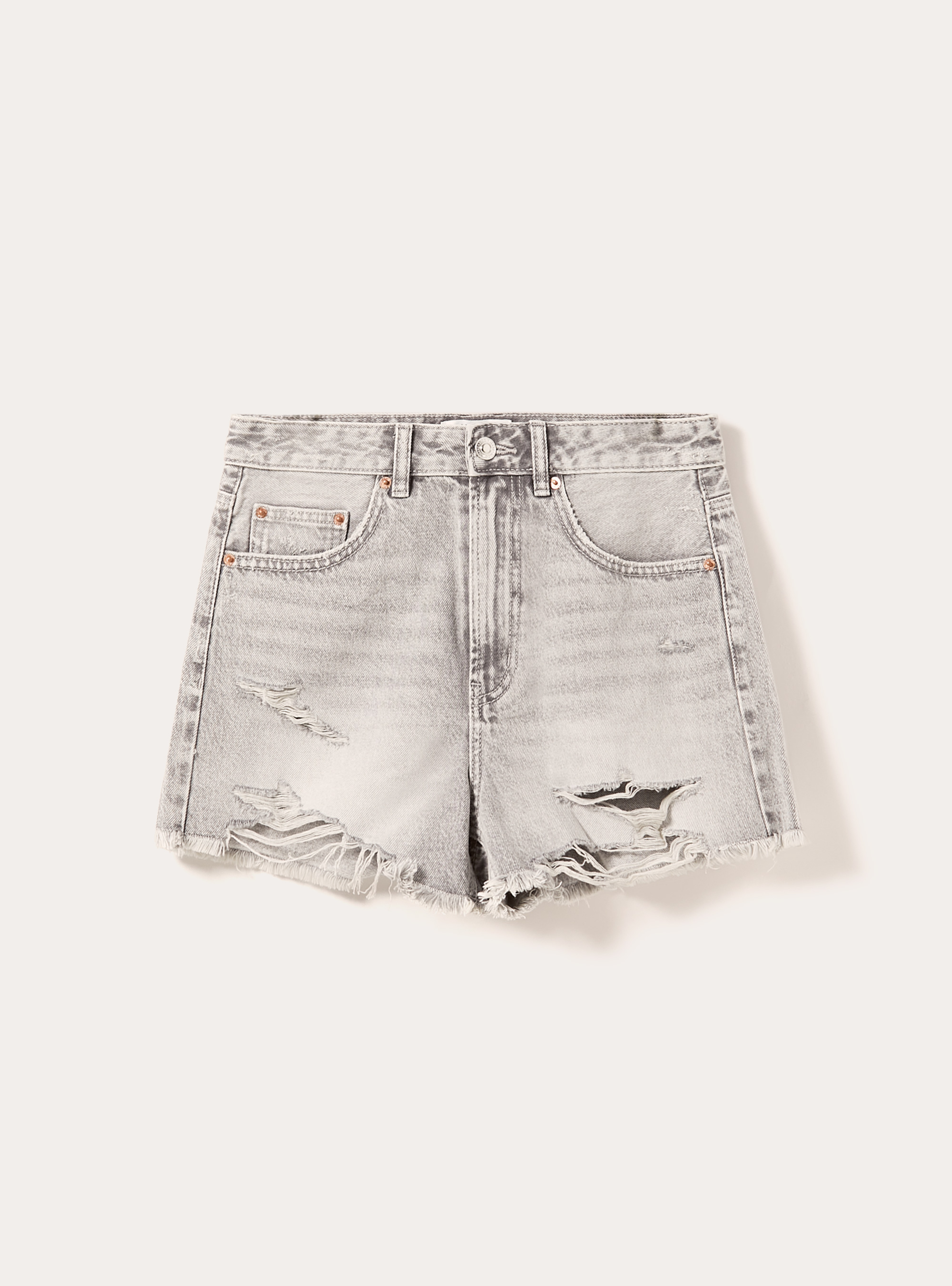 Pantal&oacute;n corto vaquero de cintura alta, D00G GREY