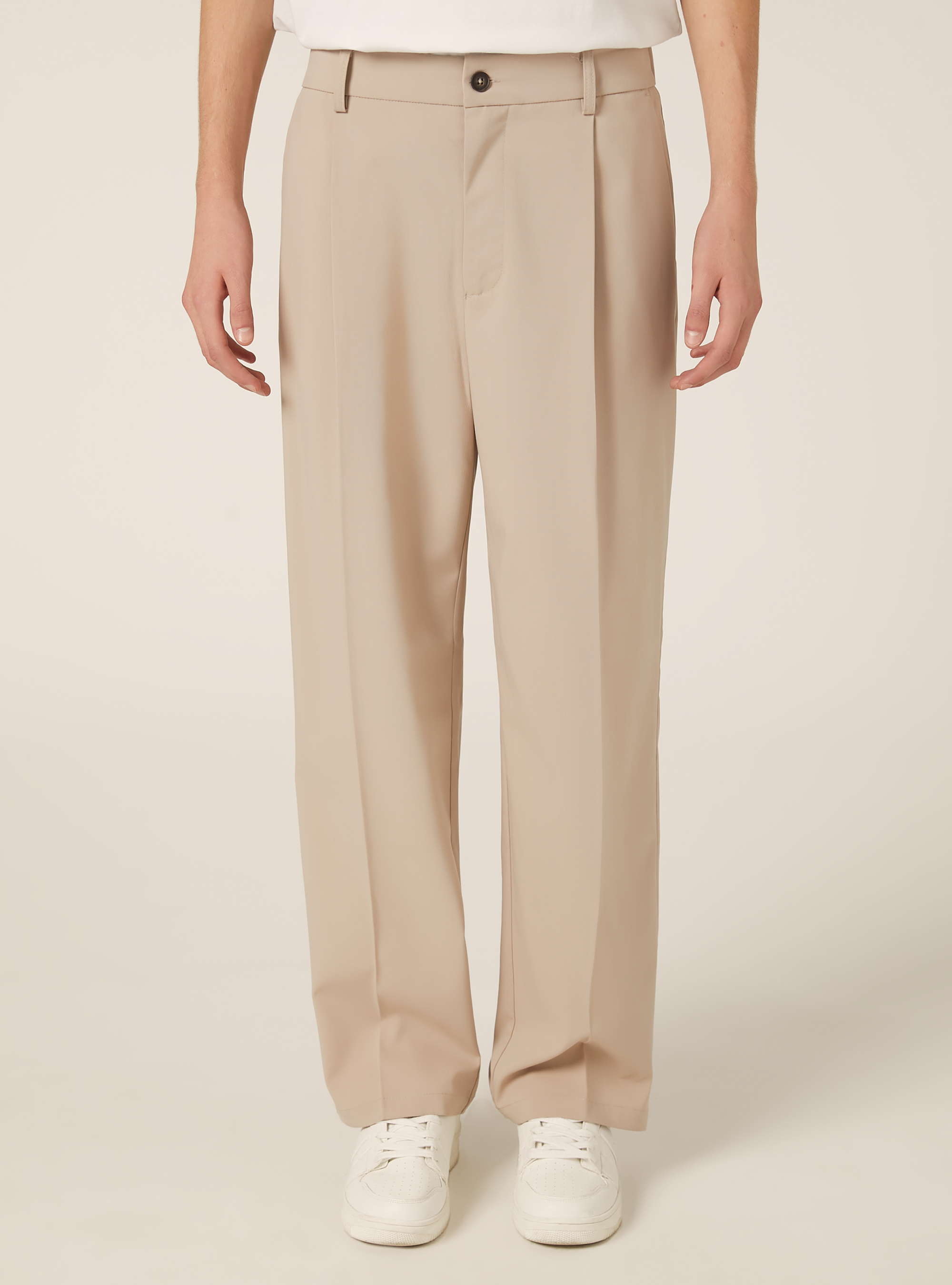 Hose mit taillierter Passform und weitem Bein, BG3 BEIGE LIGHT