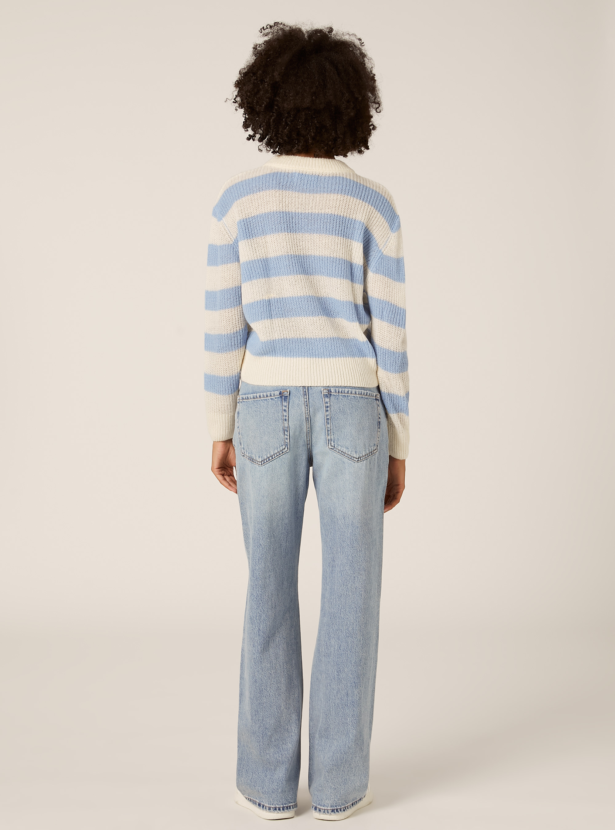 Gestreifter Pullover mit Rundhalsausschnitt, AZ2 AZURE MEDIUM