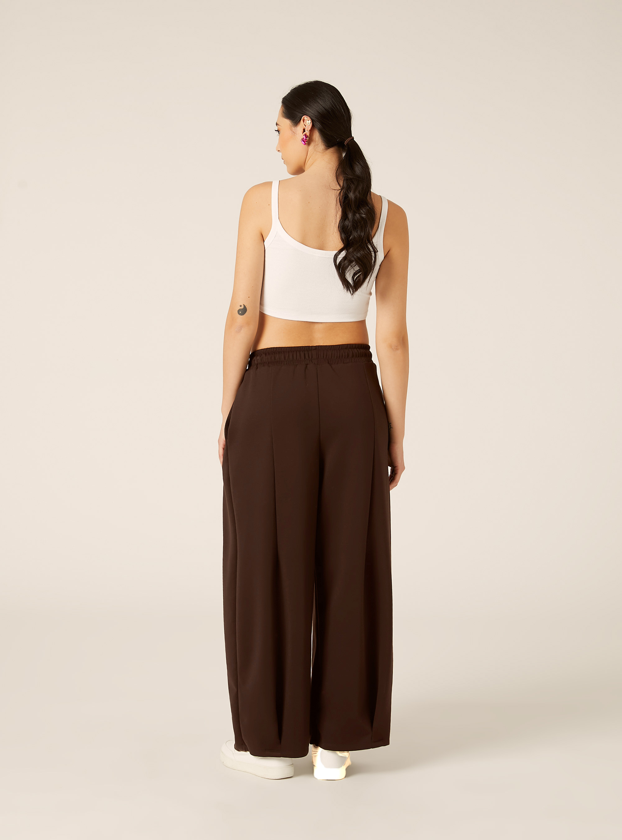 Scuba barrel fit trousers with pleats, BR1 BROWN DARK