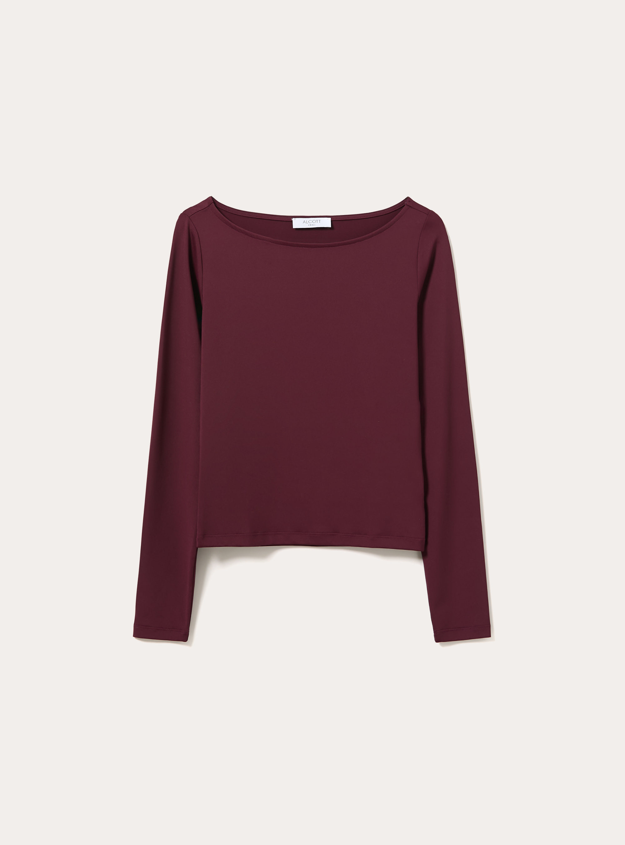 Long sleeve t-shirt with boat neckline, BO1 BORDEAUX DARK