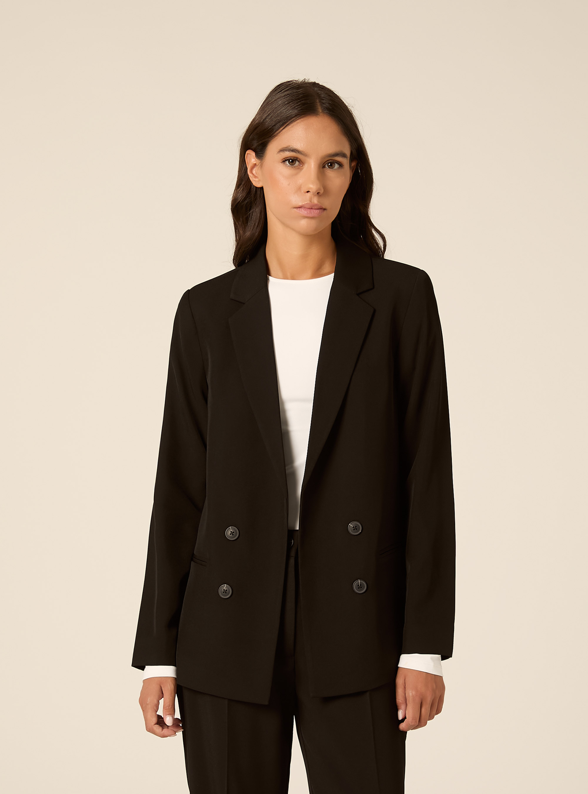Giacca basic aperto doppiopetto, BK1 BLACK