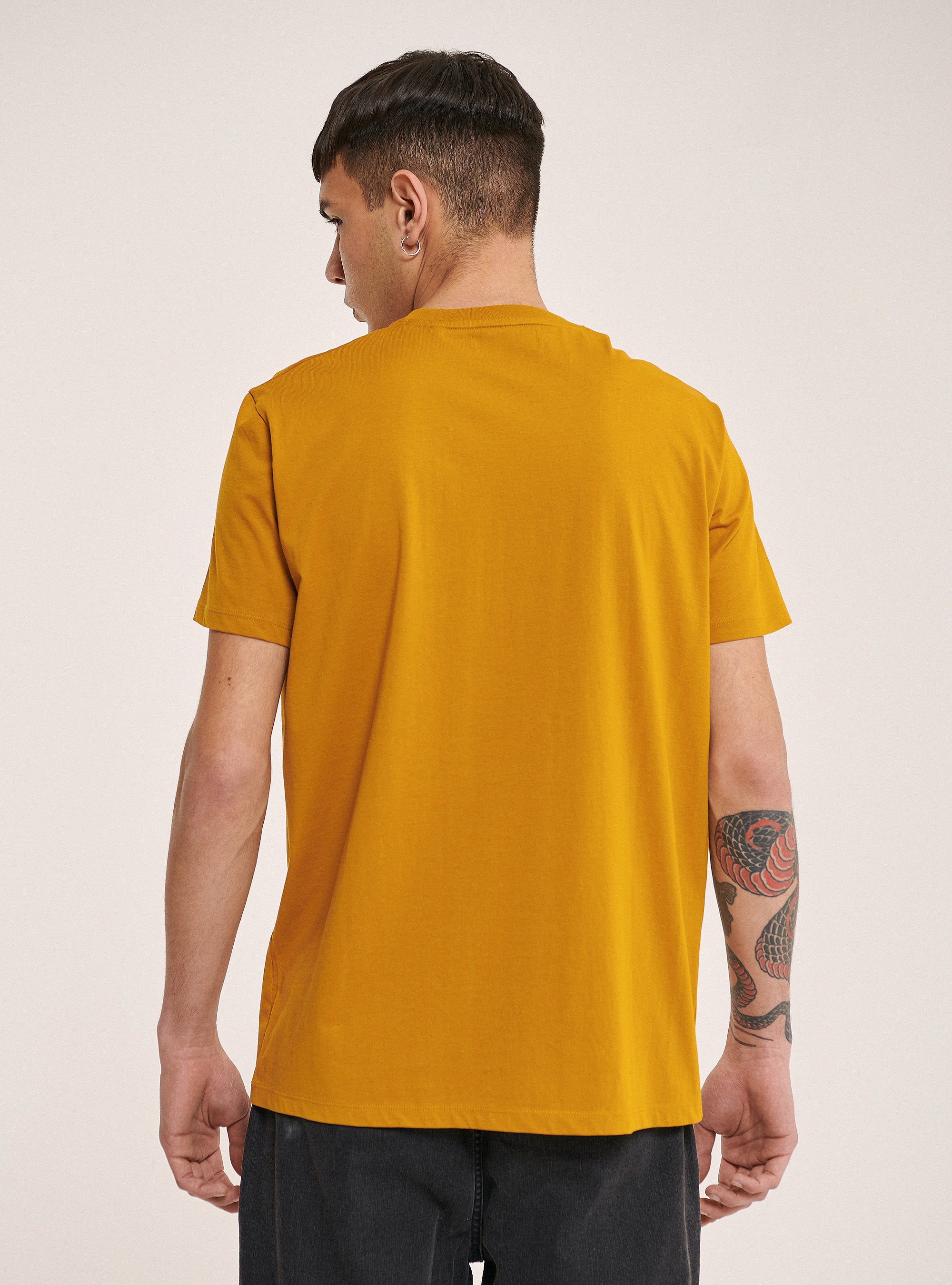 T-shirt in 100% cotton with logo printed, C7720 SENAPE