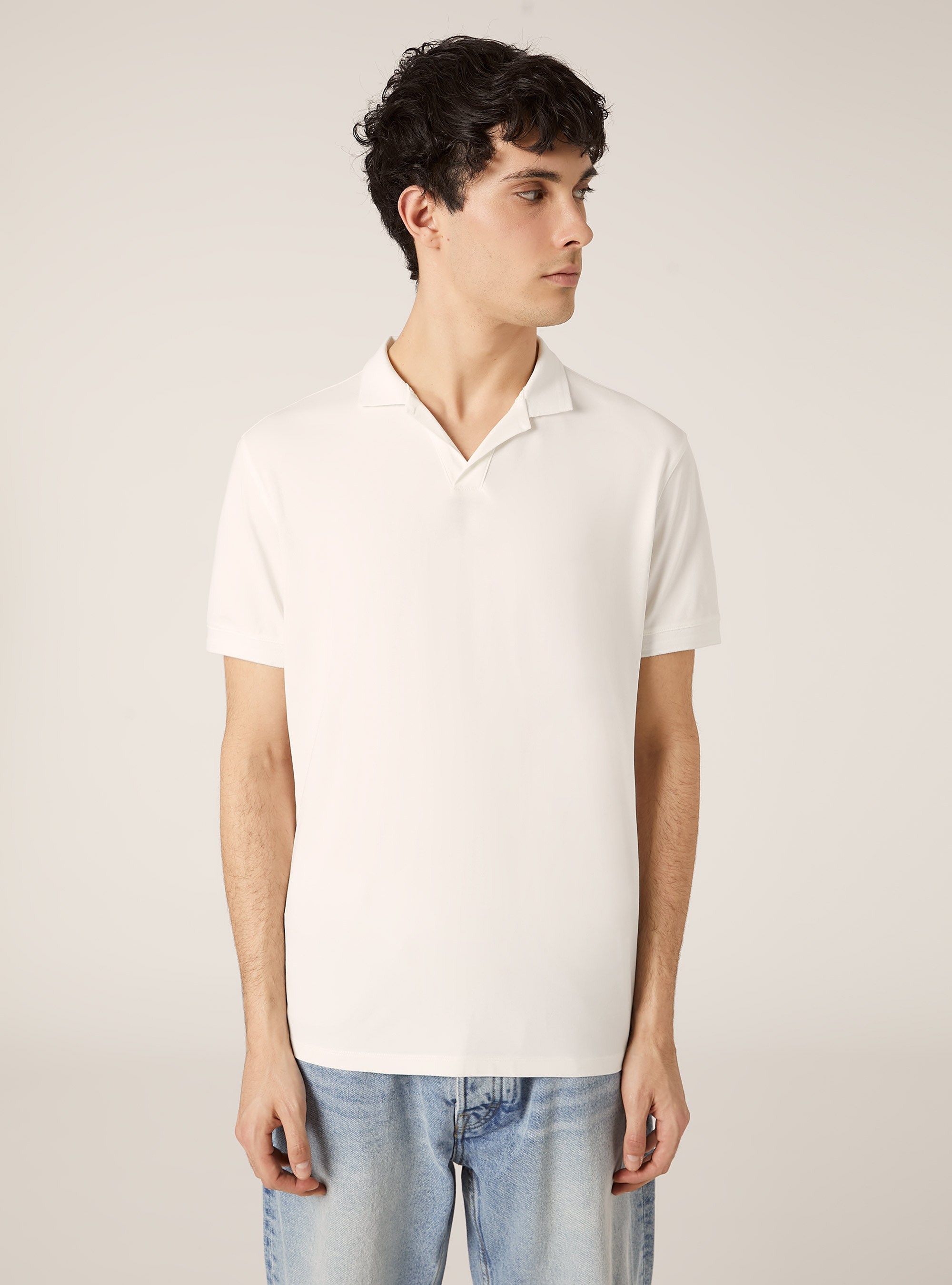 AIRes stretch piquet polo shirt, WH1 OFF WHITE