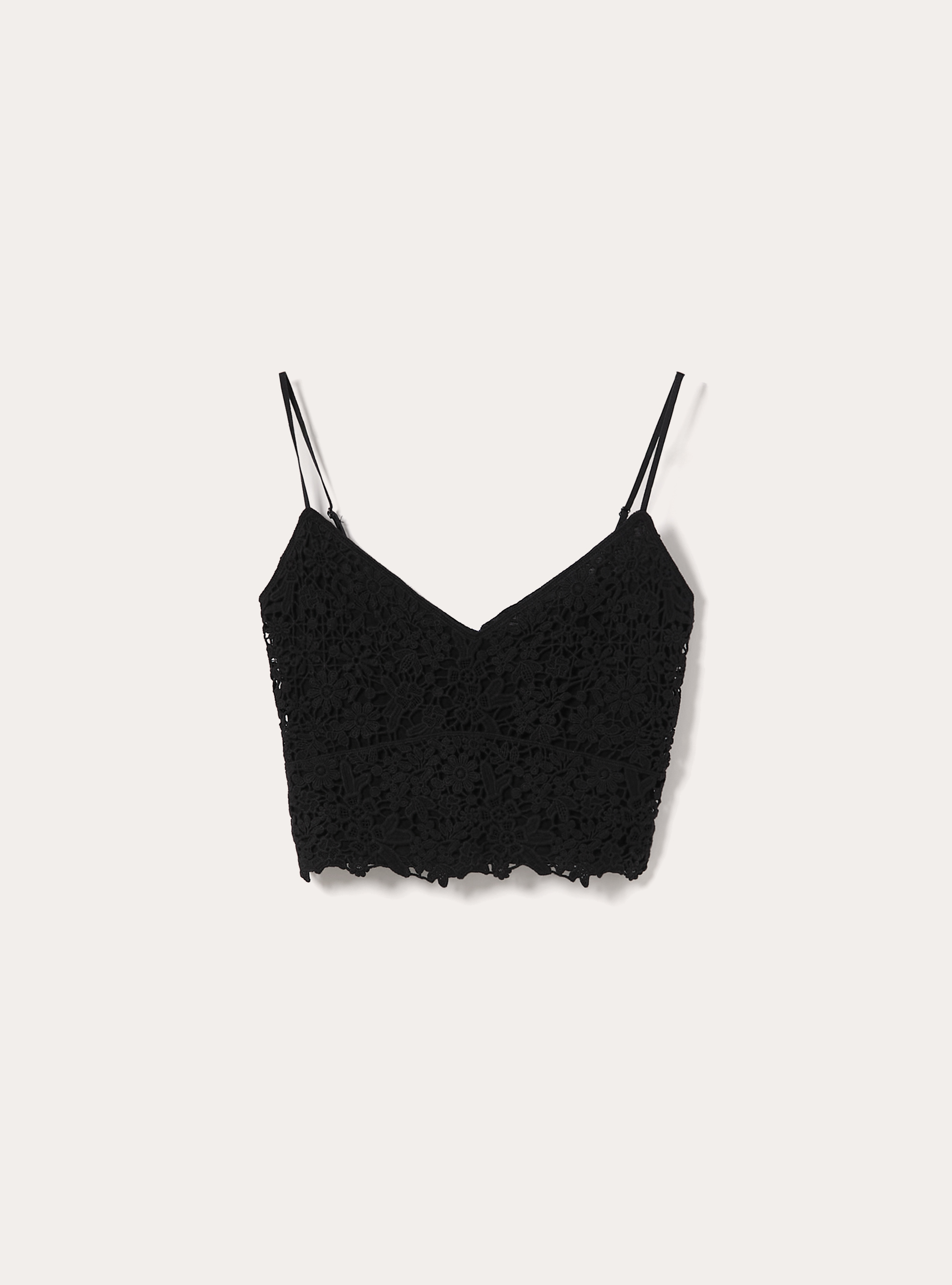 Crochet strappy top, BK1 BLACK
