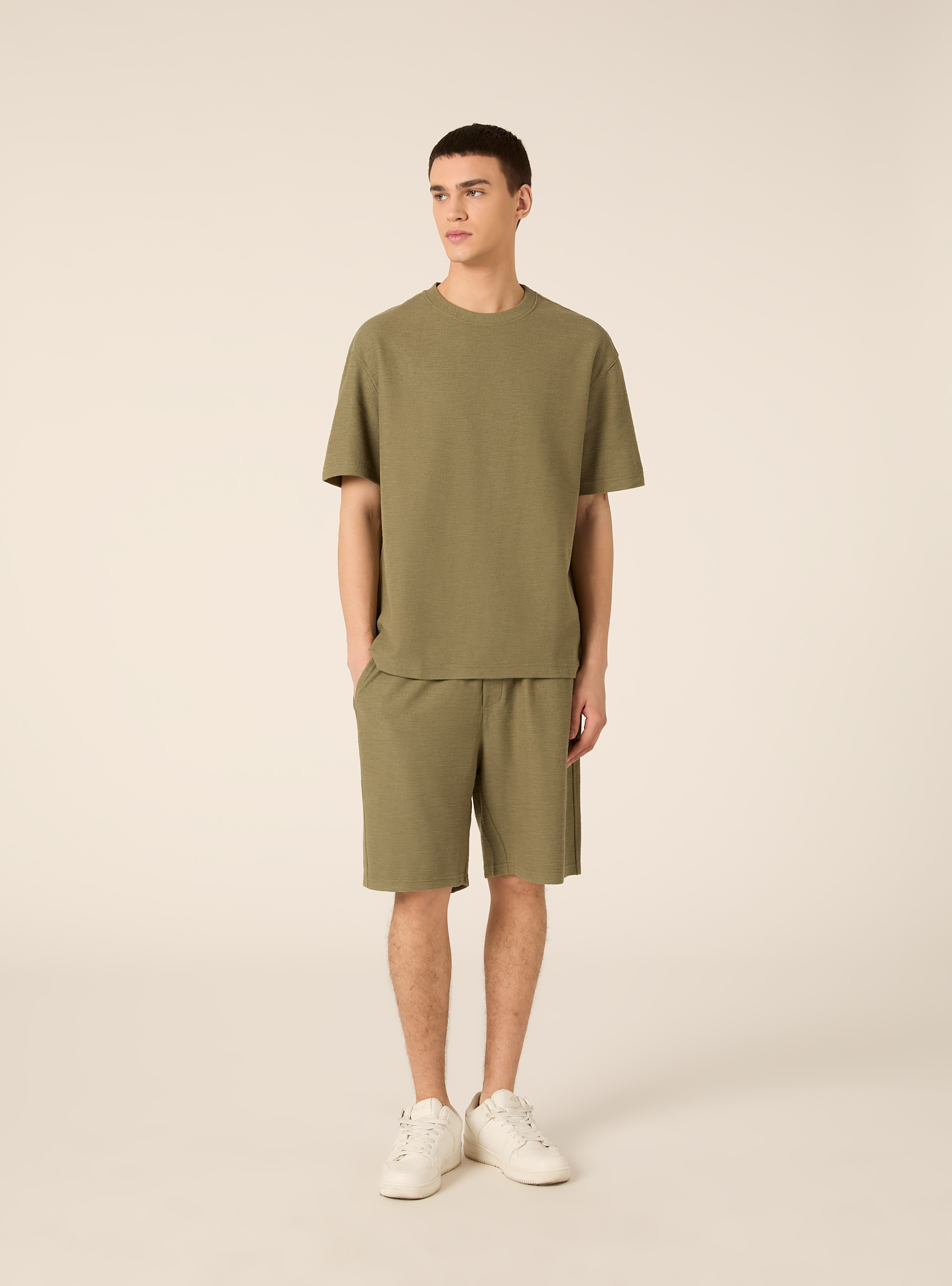 T-shirt in interlock waffle, KY2 KAKY MEDIUM