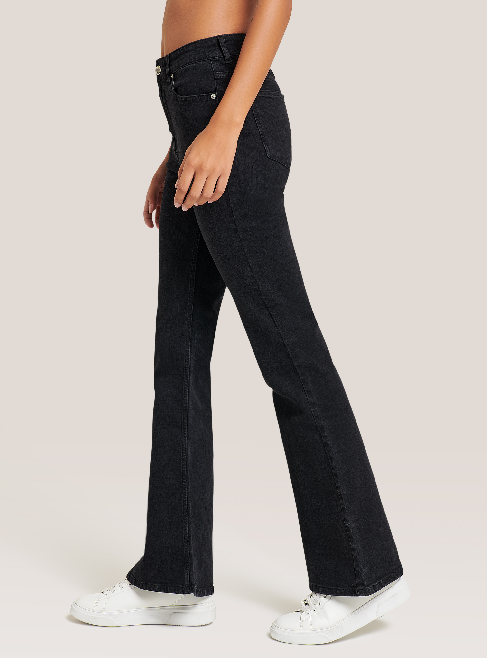 Jeans flare in denim stretch, D000 BLACK
