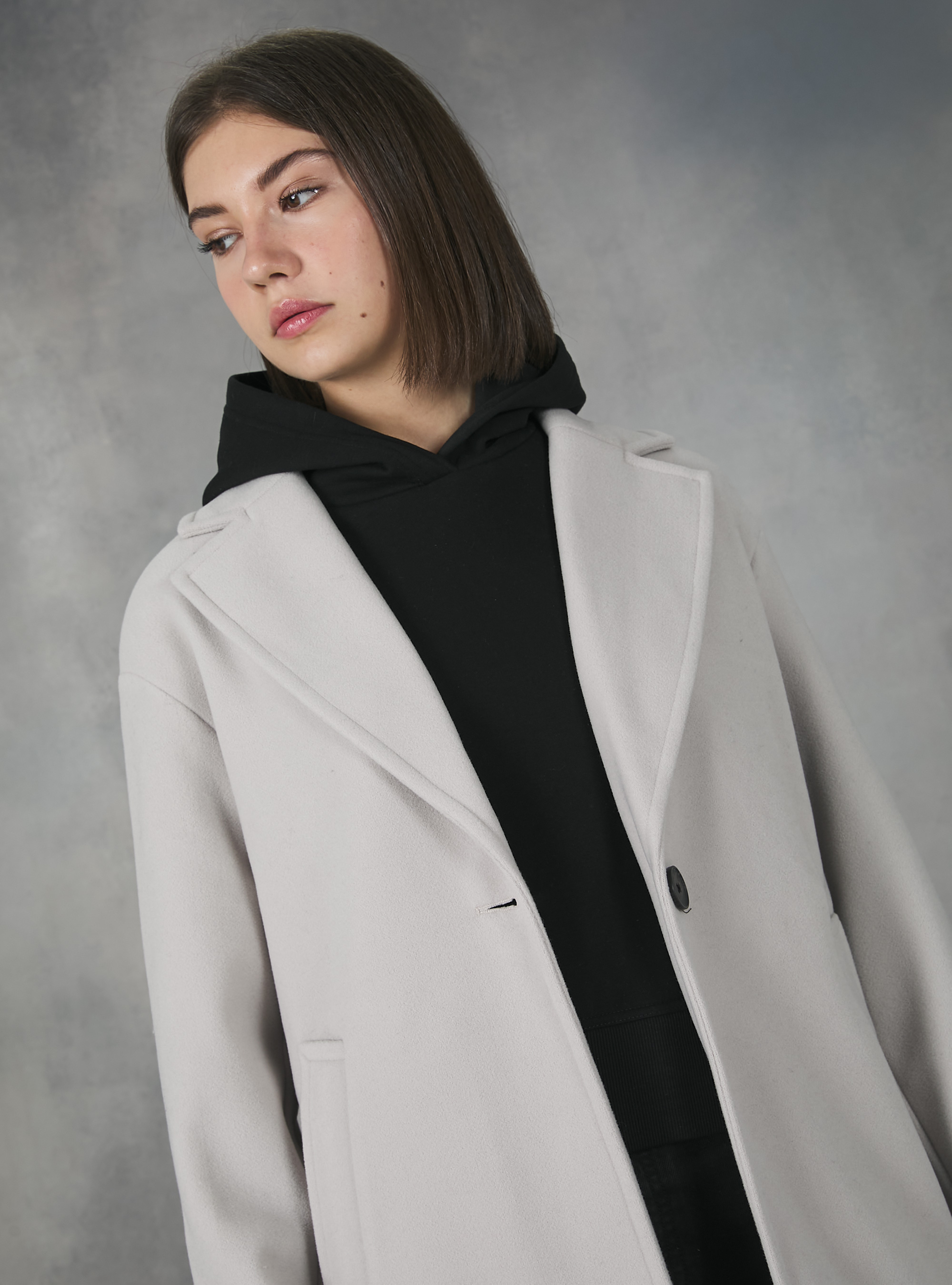 Plain-coloured gauze knit coat, WH1 OFF WHITE