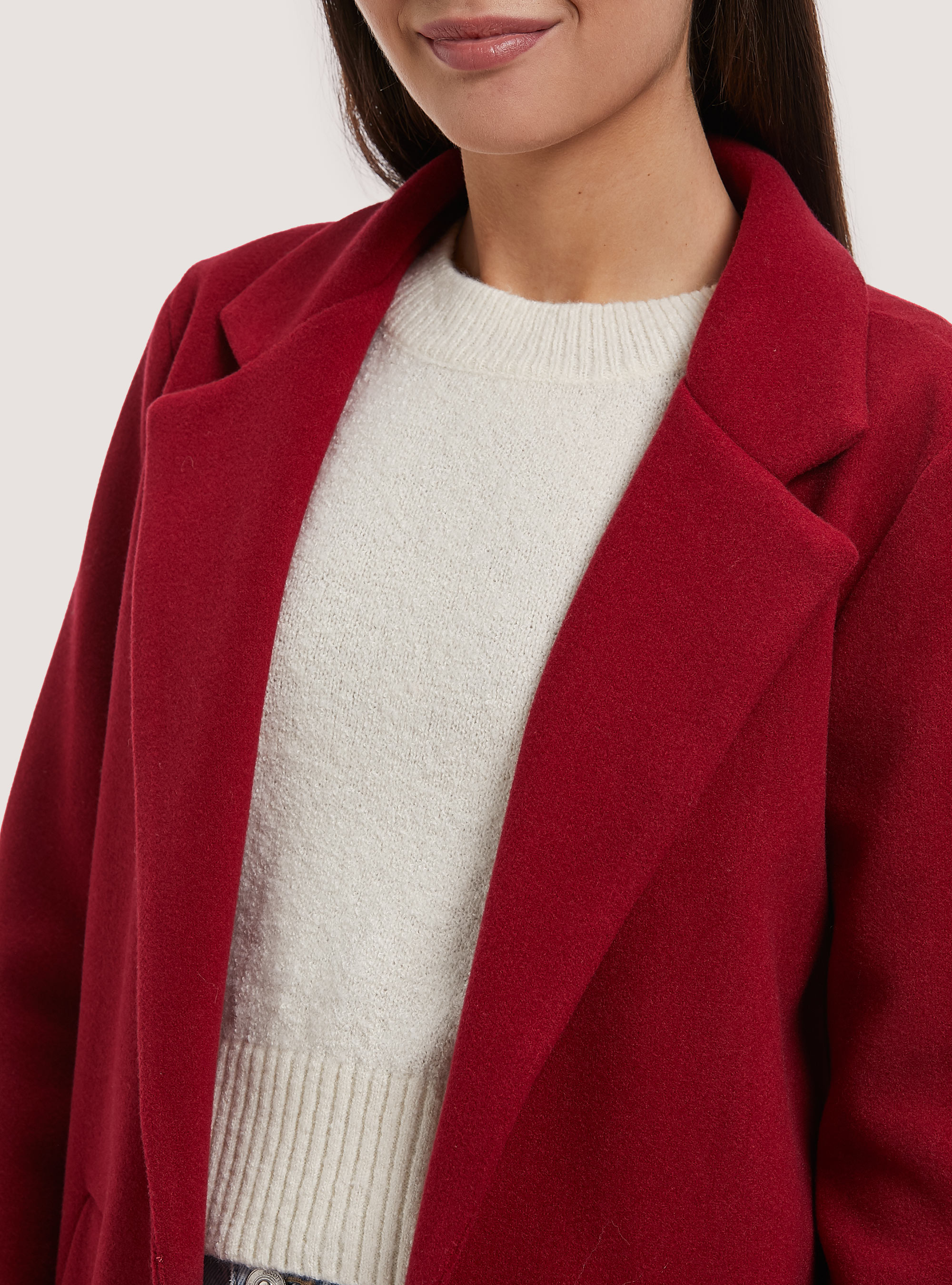Open gauze knit coat, RD2 RED MEDIUM