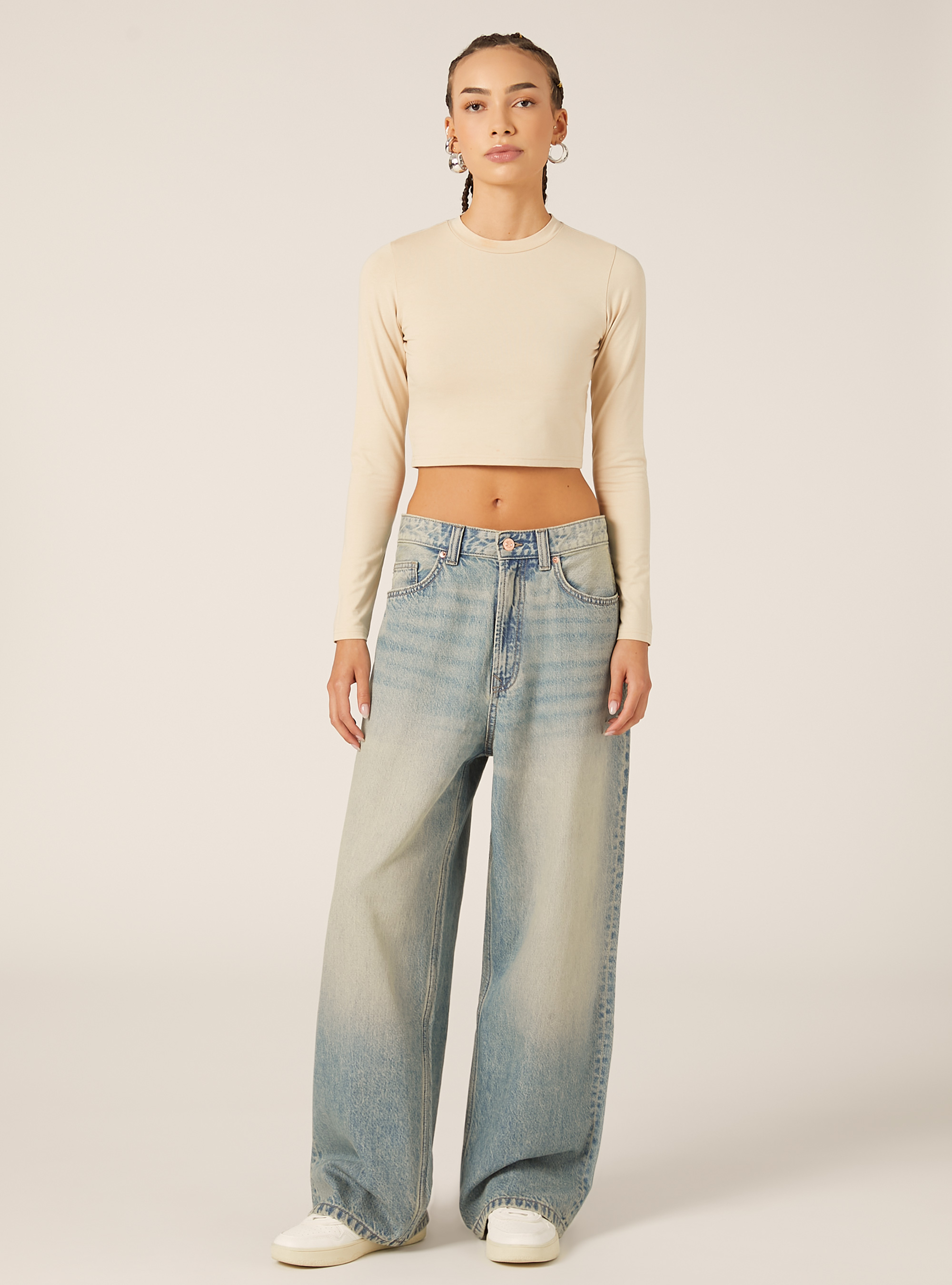 Camiseta corta de manga larga, BG3 BEIGE LIGHT