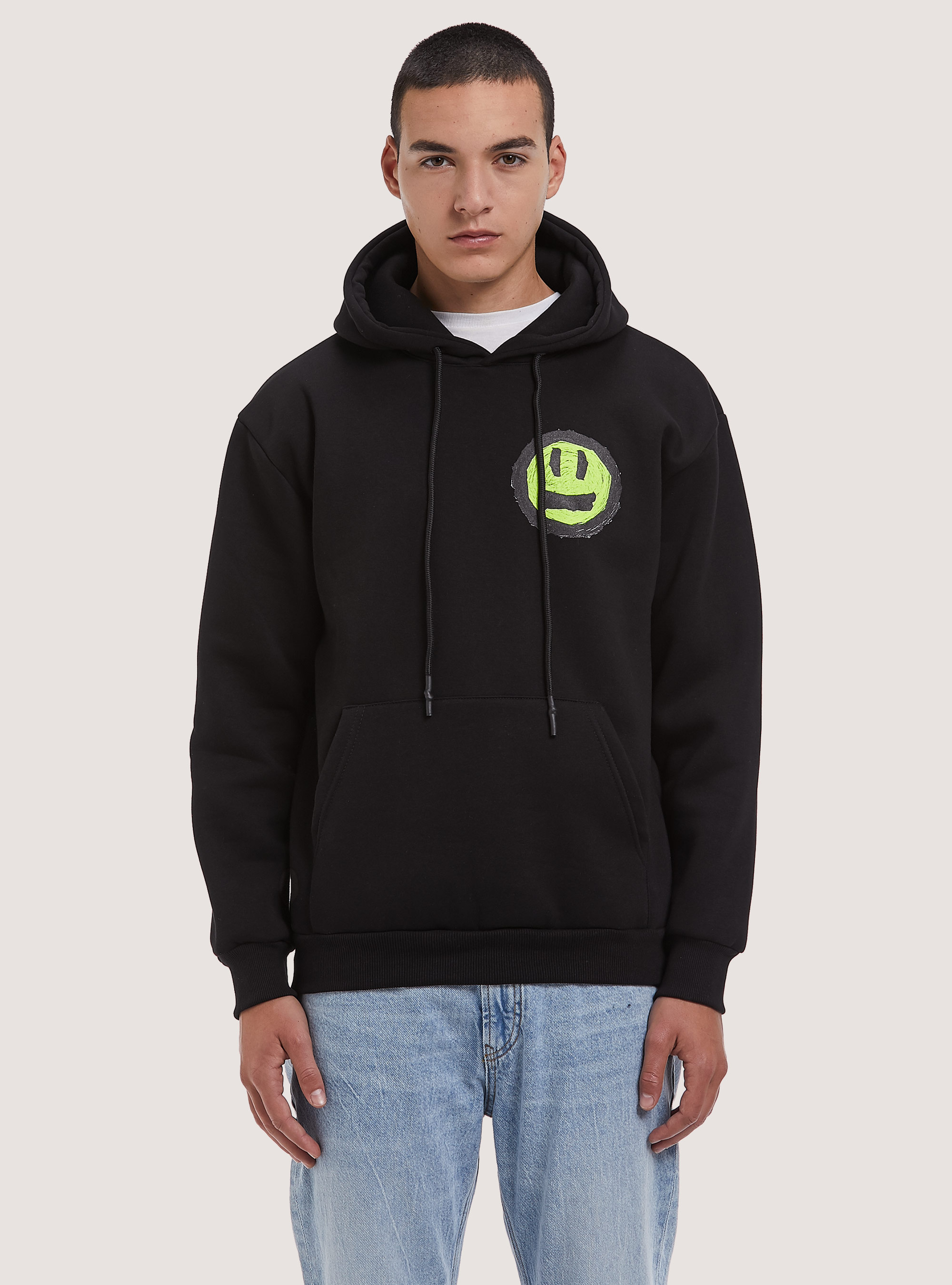 Felpa con stampa Smile Collection, BK1 BLACK