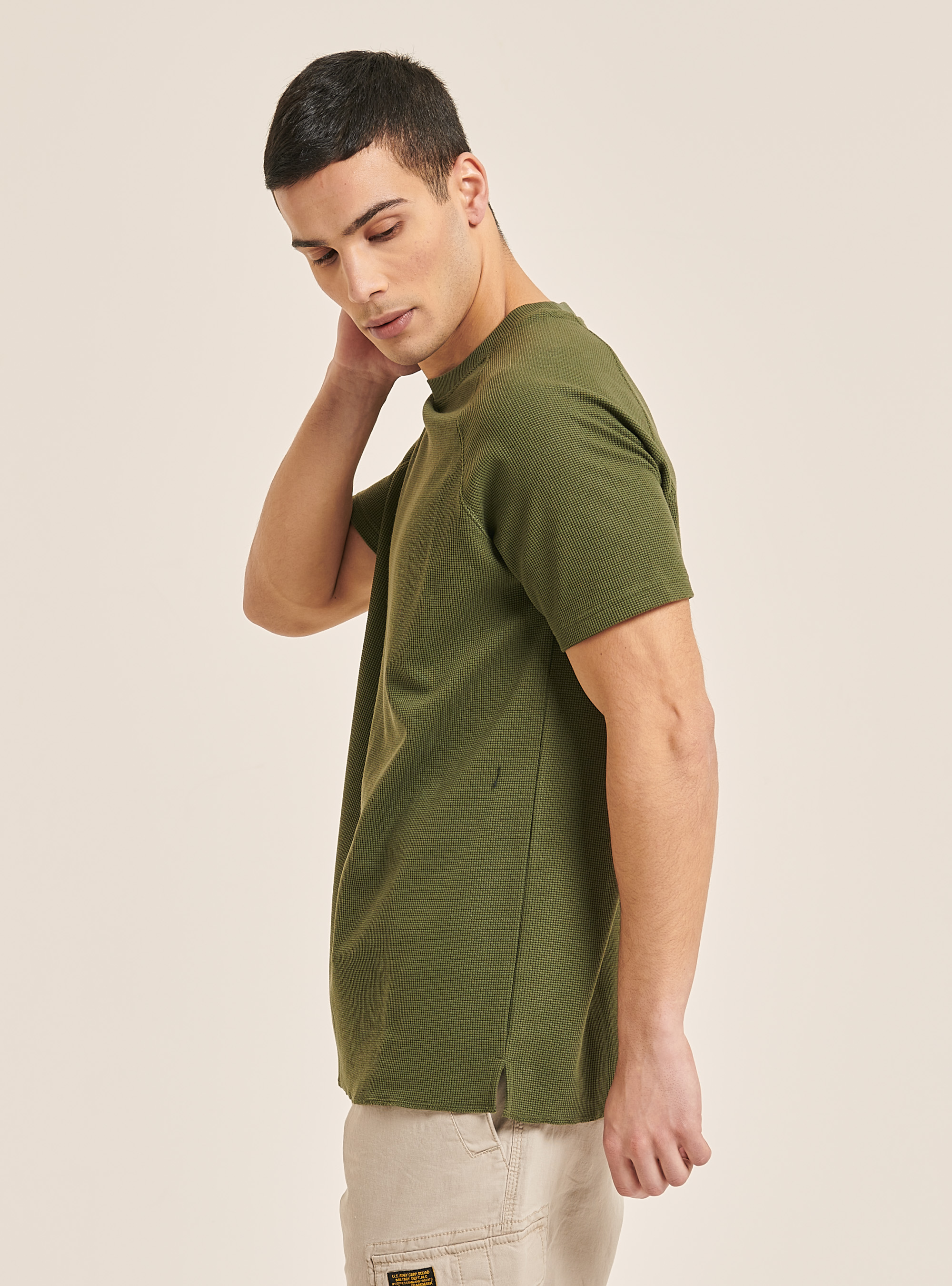 Textured cotton T-shirt, KY1 KAKY DARK