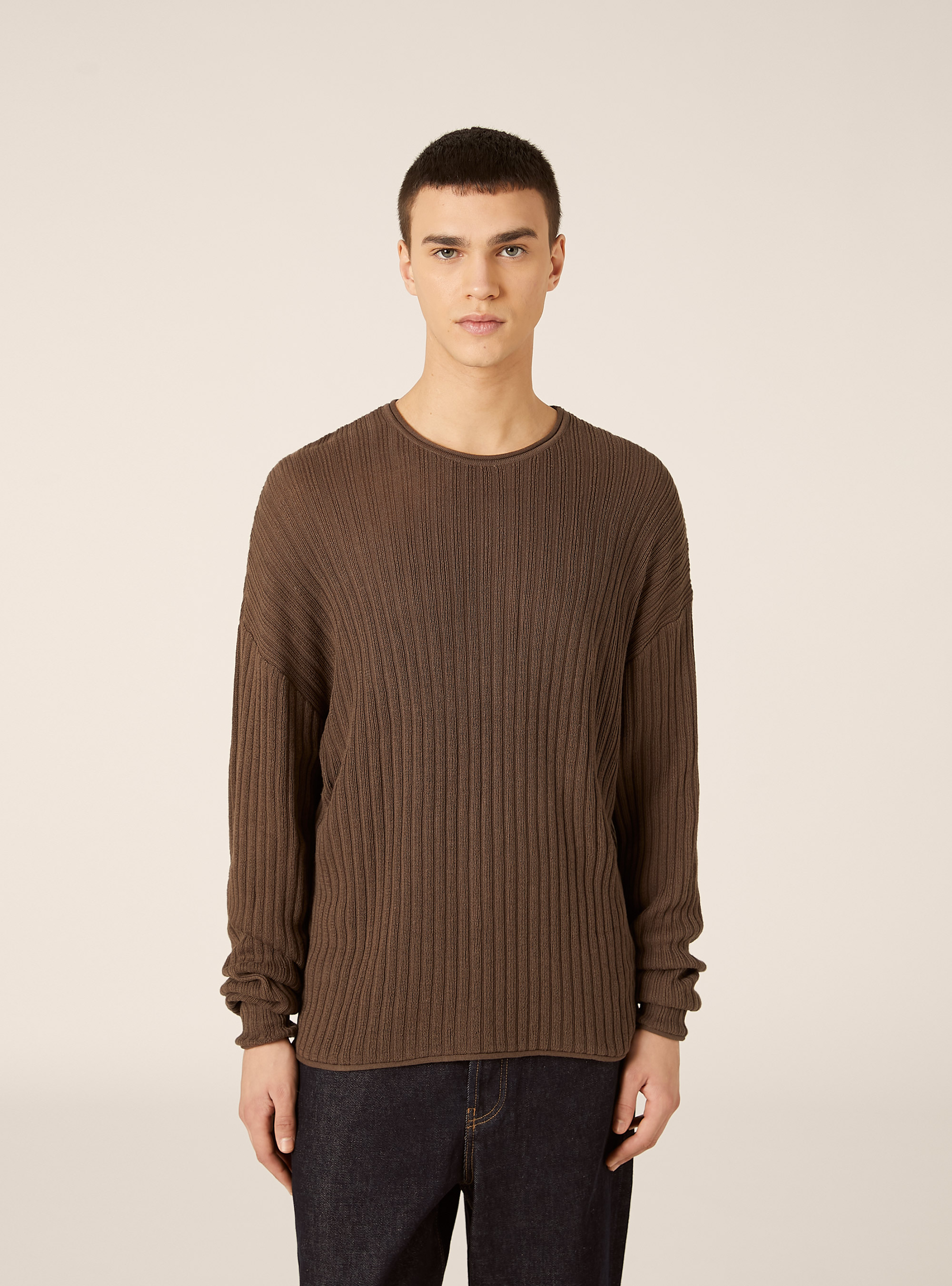 Pullover in misto cotone, BR2 BROWN MEDIUM