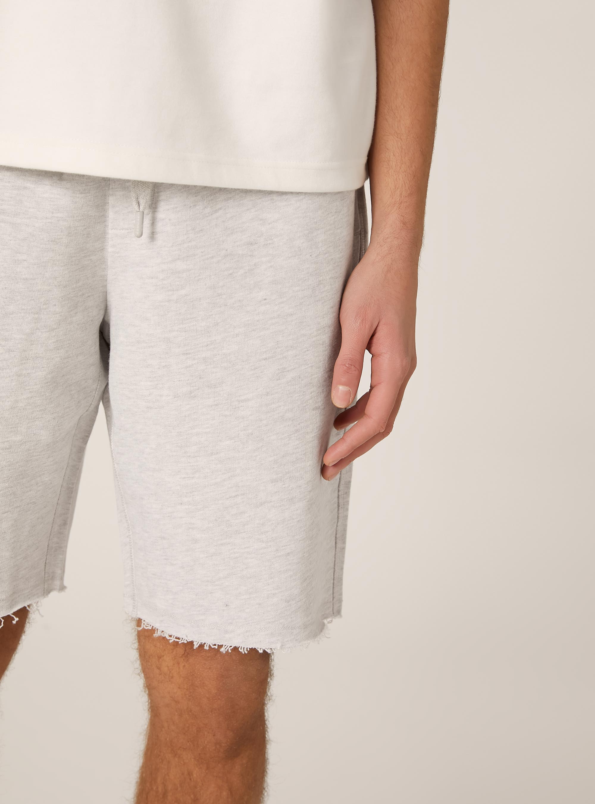 Cotton jogger bermuda shorts, MGY3 GREY MEL LIGHT