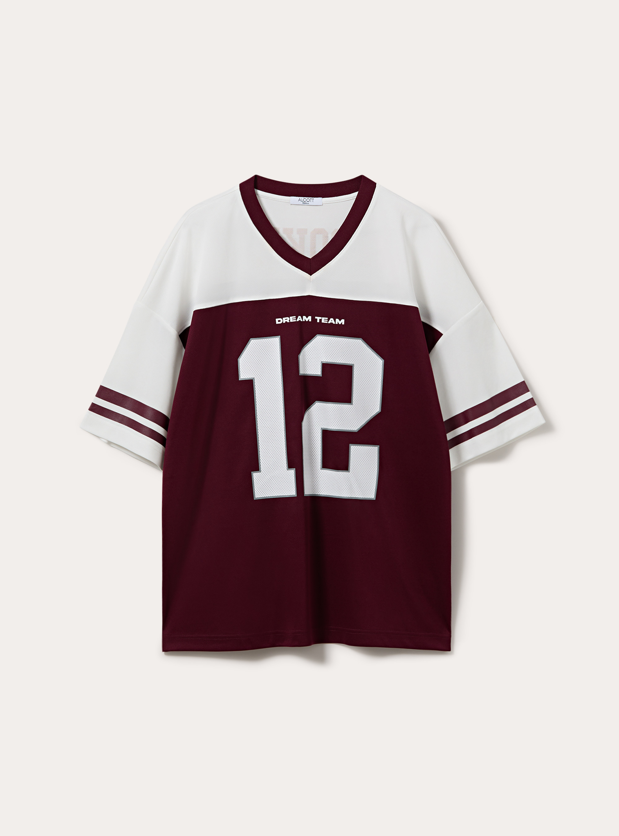 T-shirt oversize con numero, BO2 BORDEAUX MEDIUM