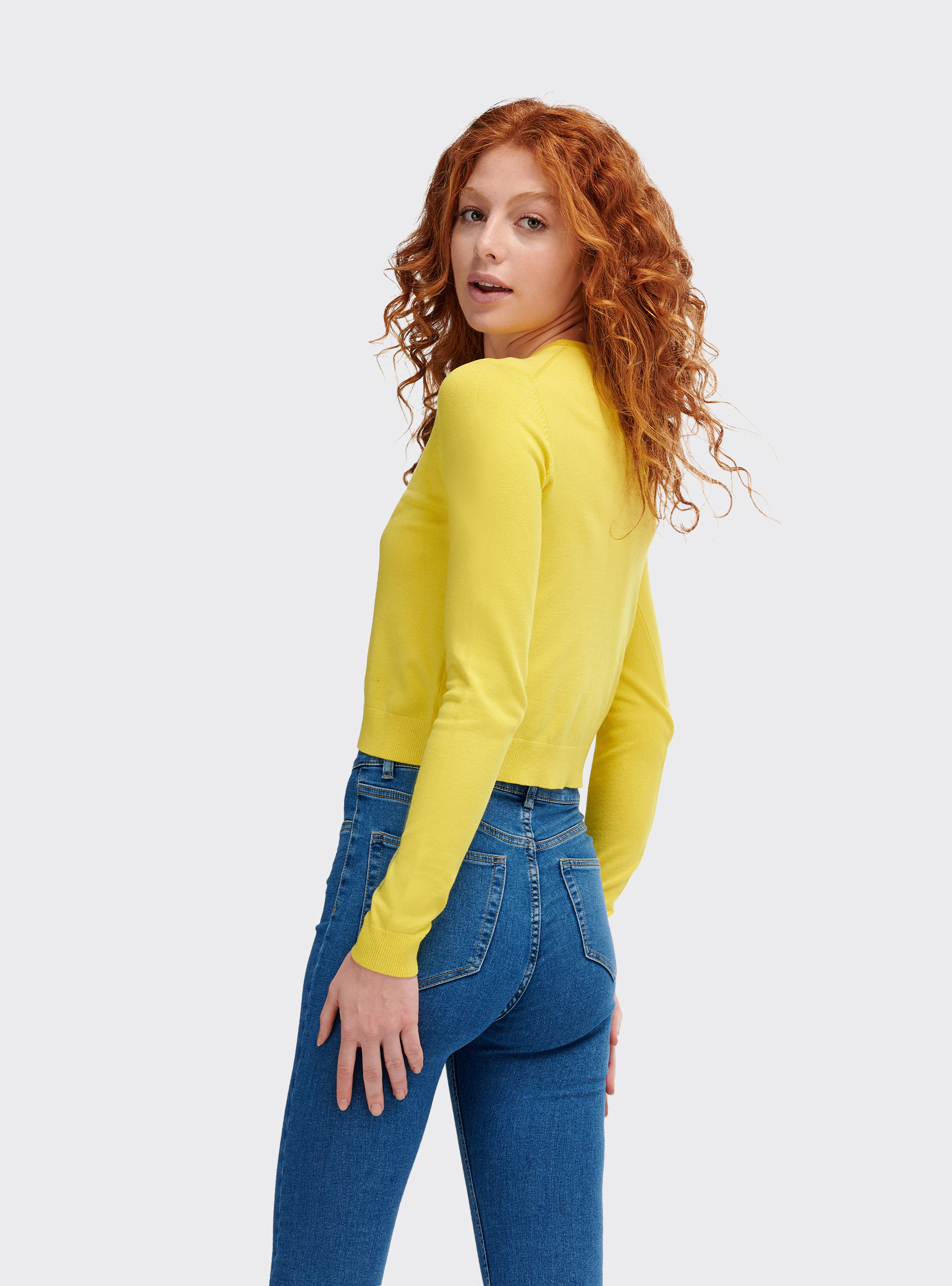 Pullover basic cropped comfort fit, C785 YELLOW