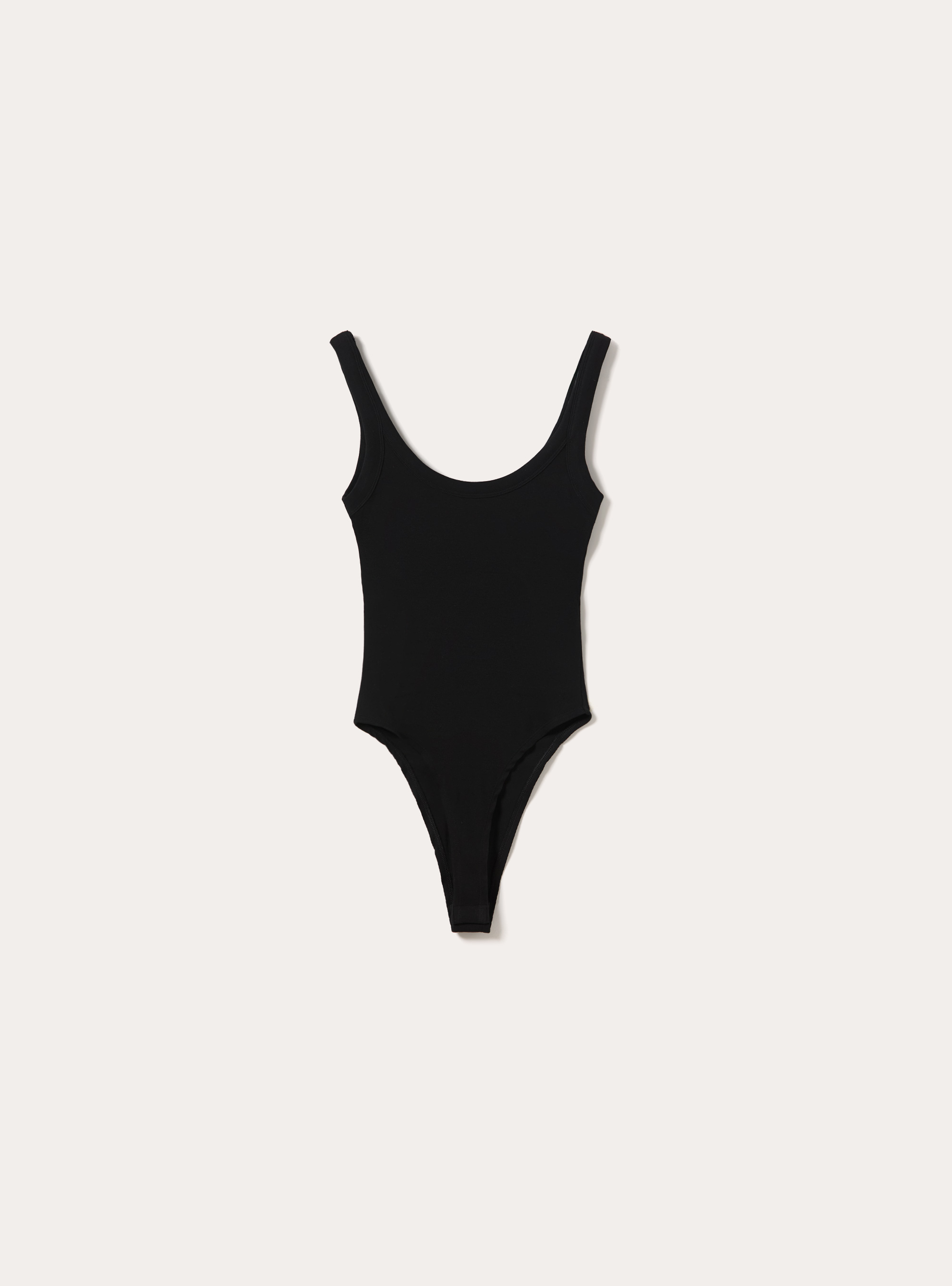 Gerippter Bodysuit mit Rundhalsausschnitt, BK1 BLACK