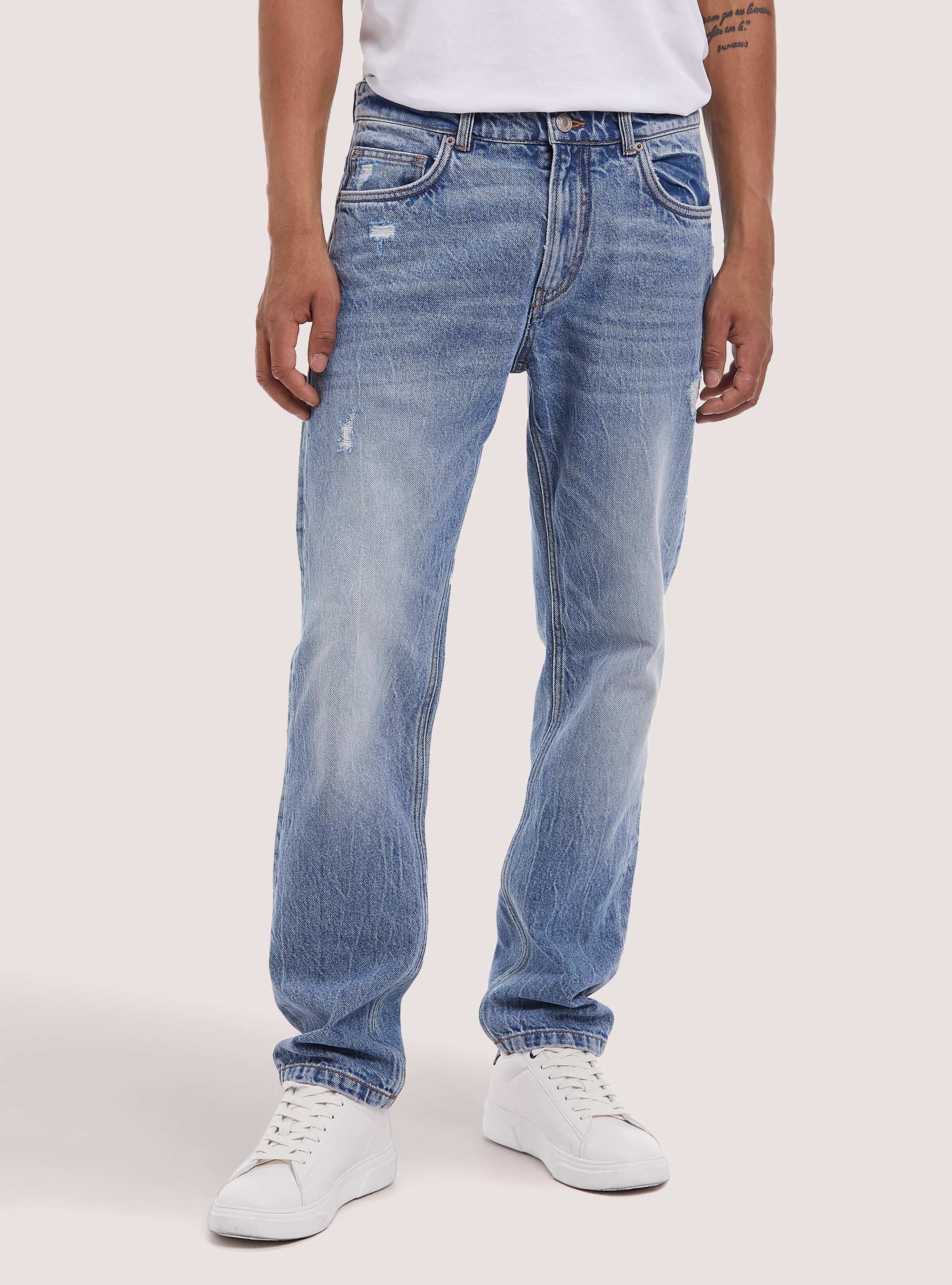 Straight Fit Cotton Jeans, D005 LIGHT BLUE