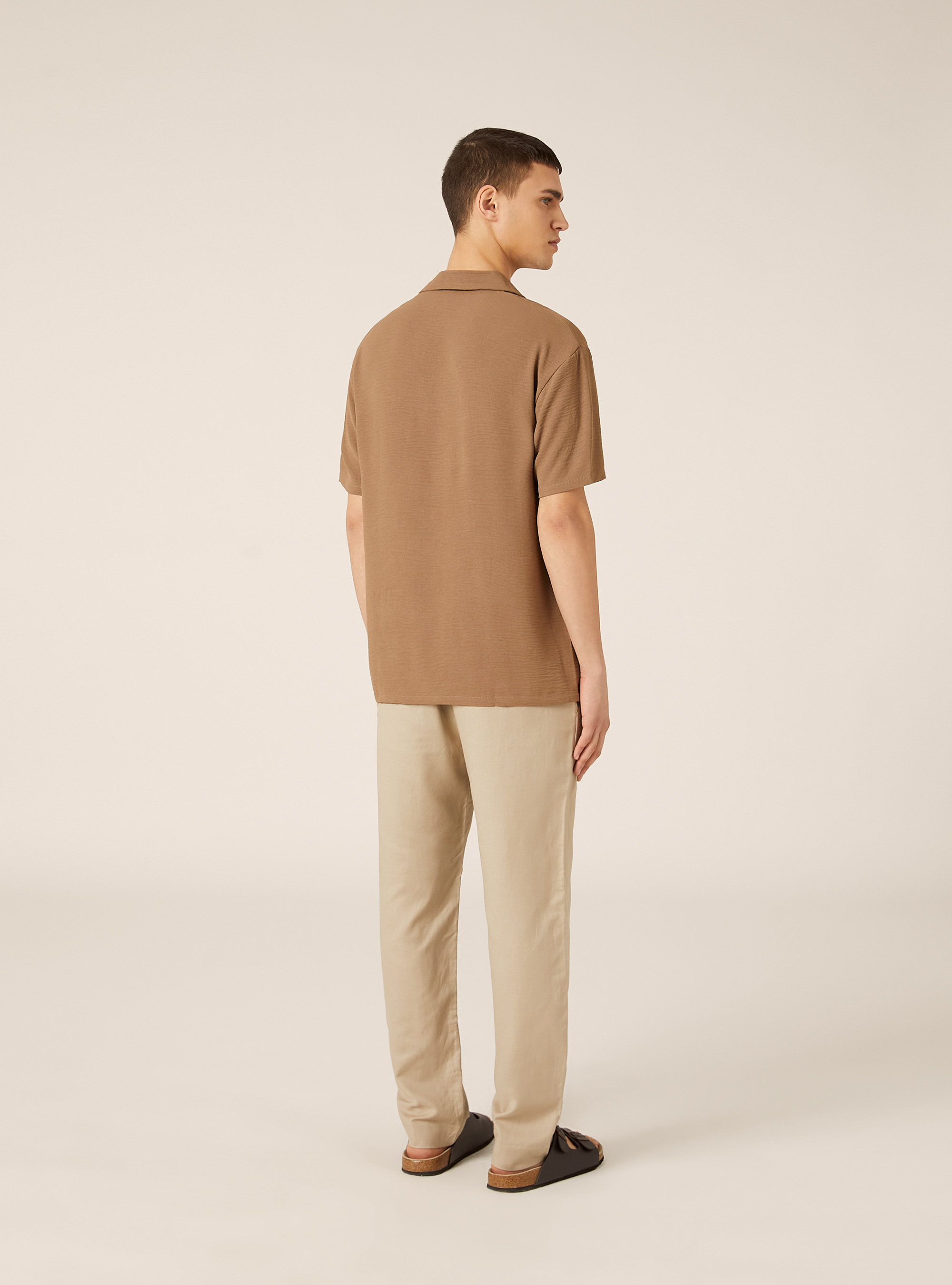 Polo basica in crepe, BR2 BROWN MEDIUM
