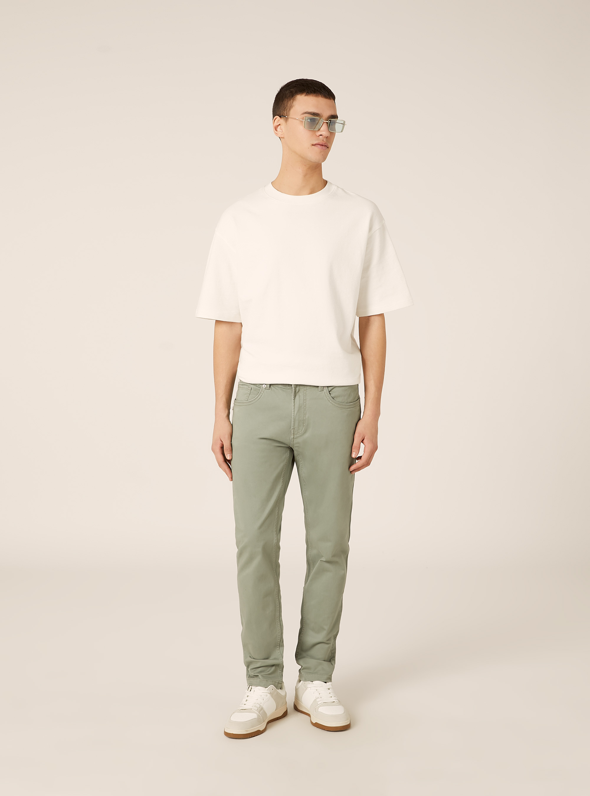 Skinny fit cotton trousers, GN2 GREEN MEDIUM