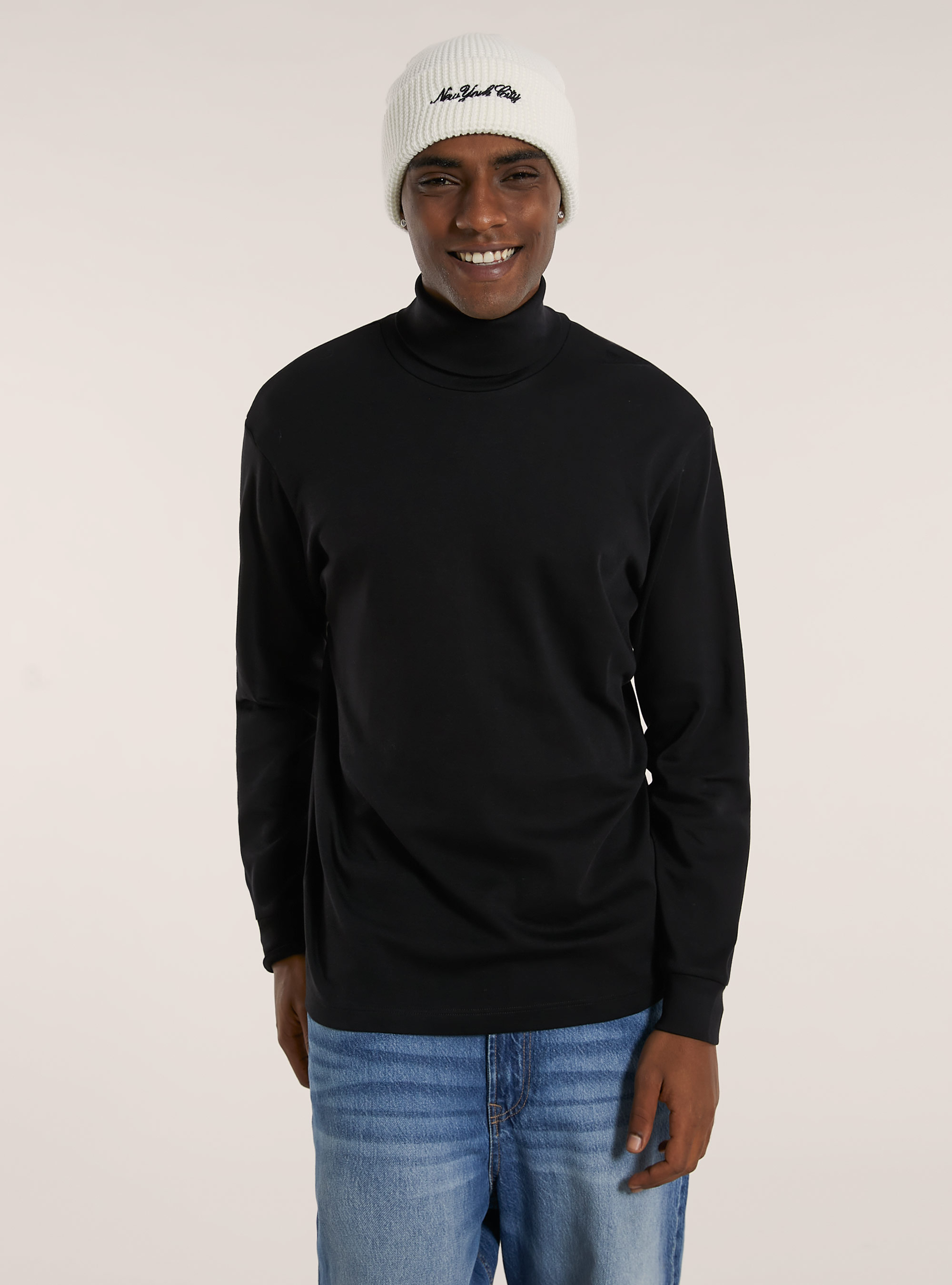 Maglietta a maniche lunghe a collo alto, BK1 BLACK