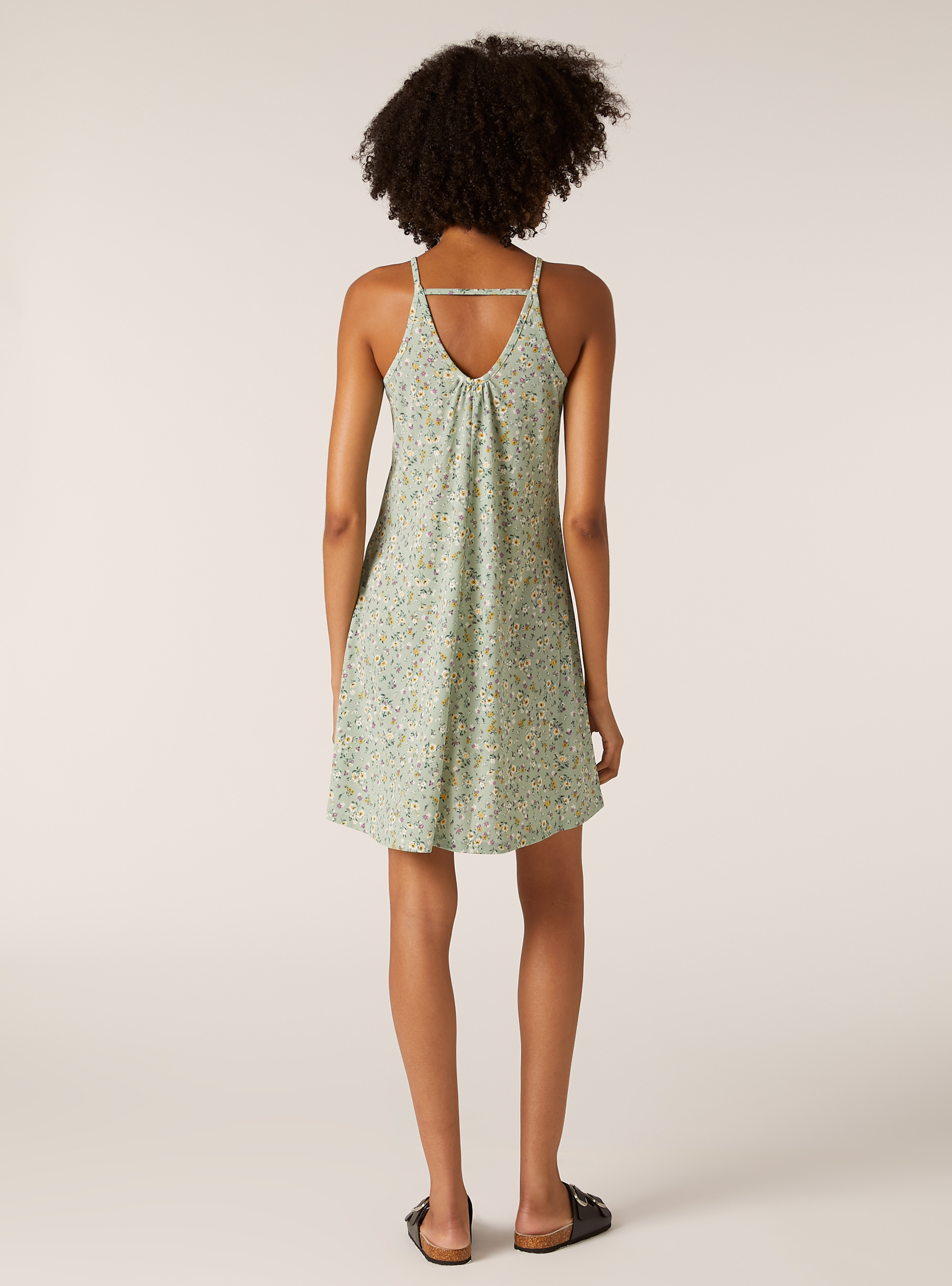 Robe &agrave; fleurs avec fines bretelles, SG3 SAGE LIGHT