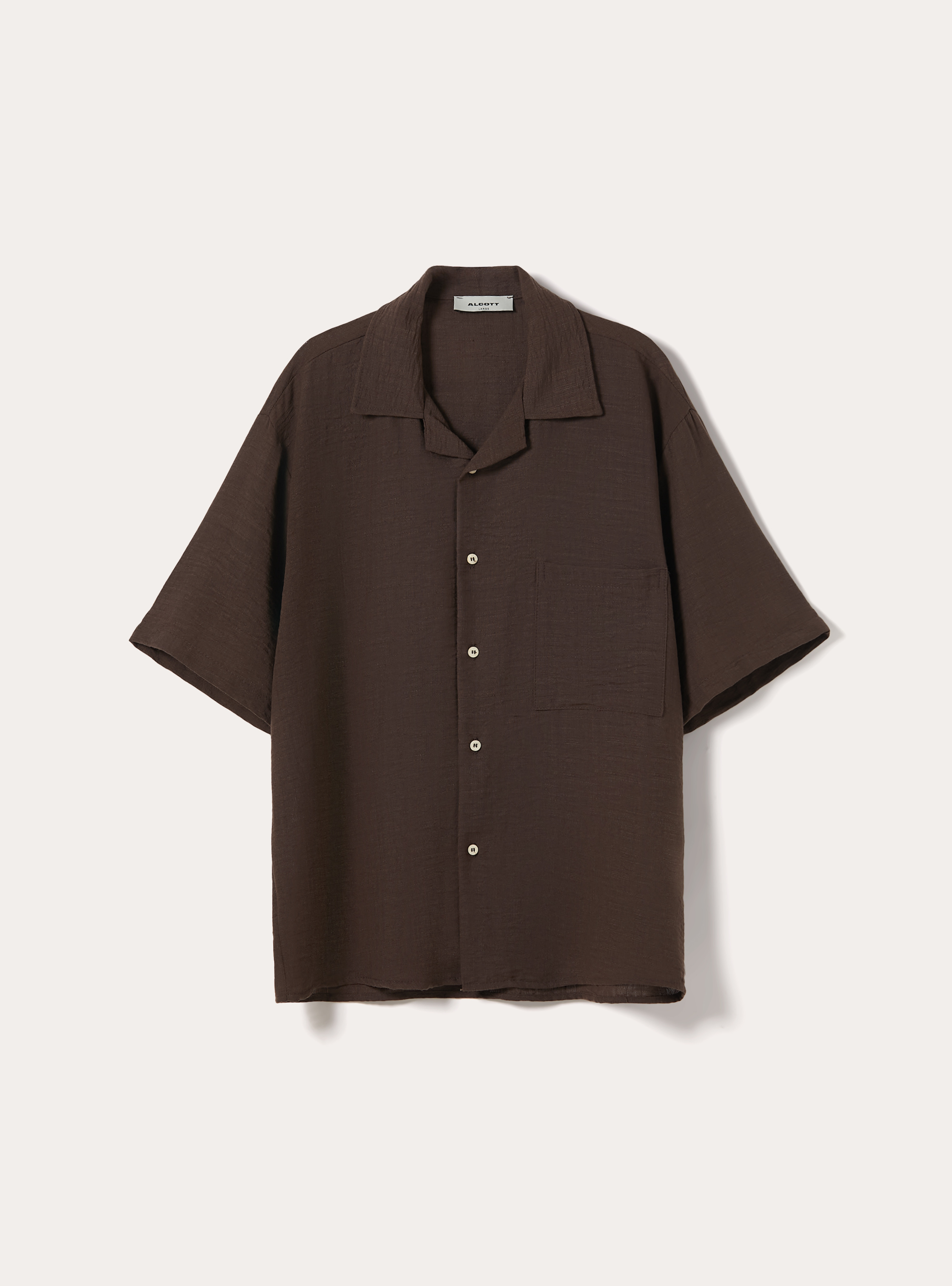 Slub Fabric Short Sleeve Shirt, BG2 BEIGE MEDIUM