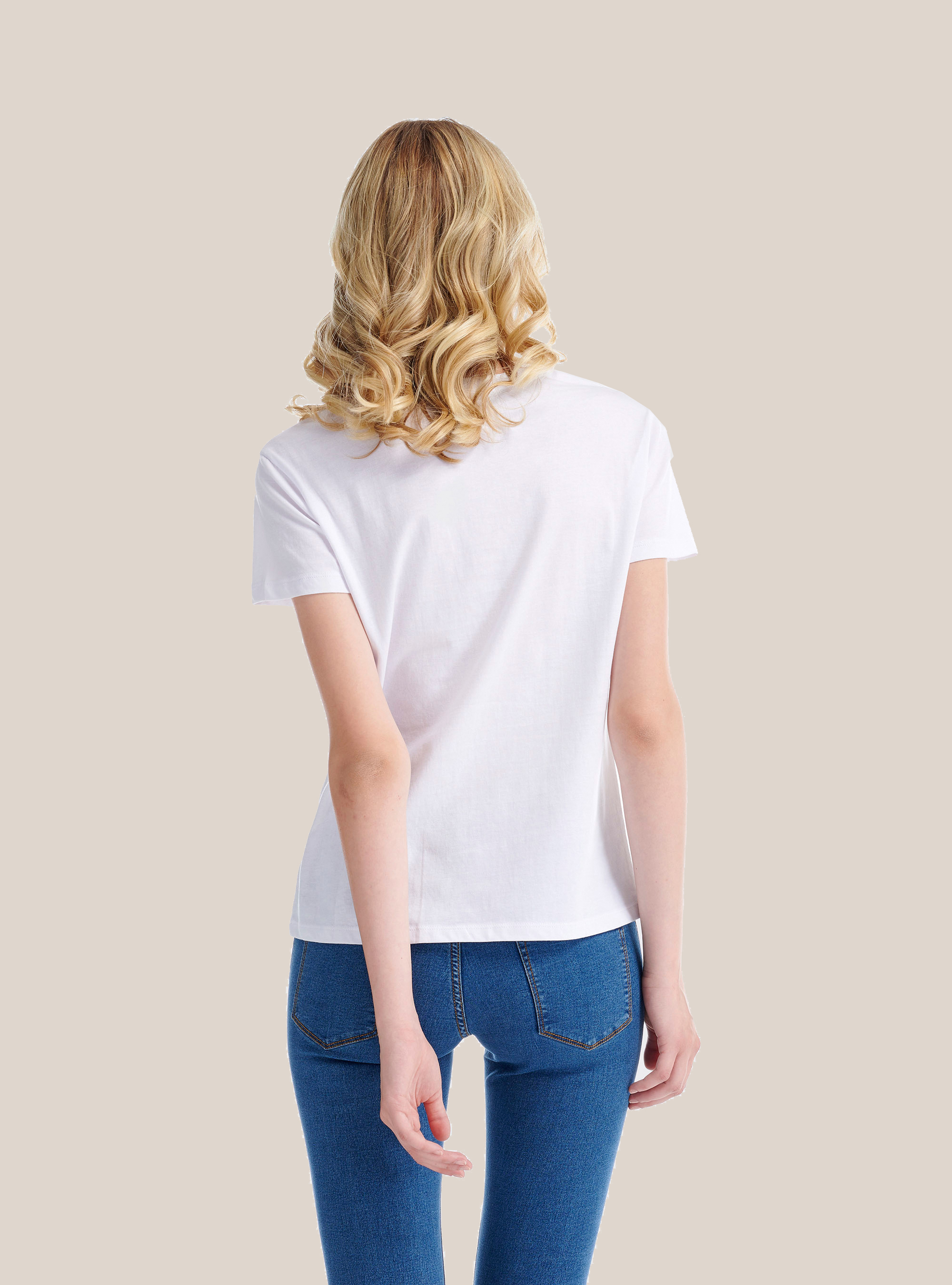 Camiseta de algod&oacute;n con estampado de letras de animales, BLANCO