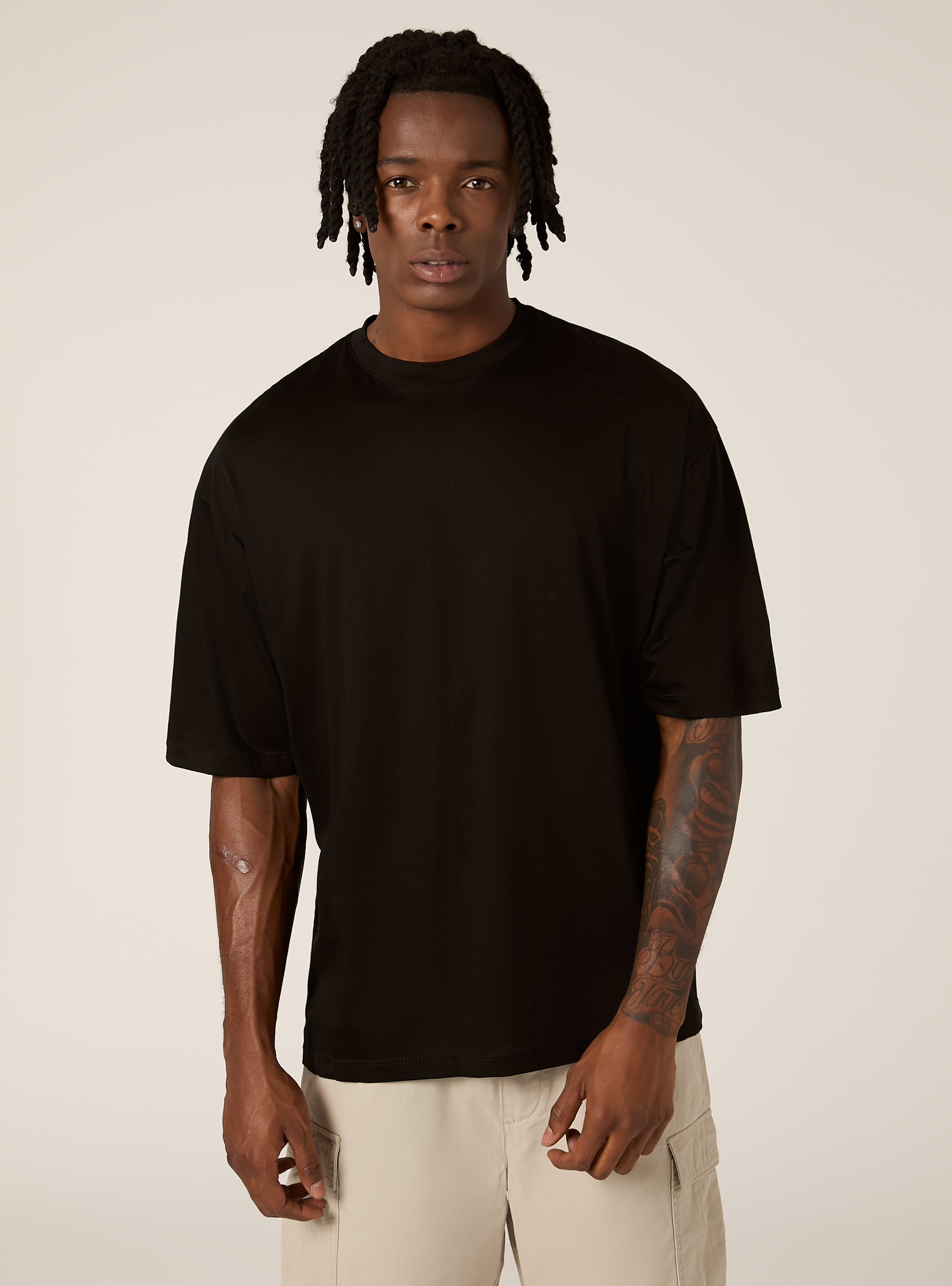 T-shirt &agrave; coupe souple, BK1 BLACK