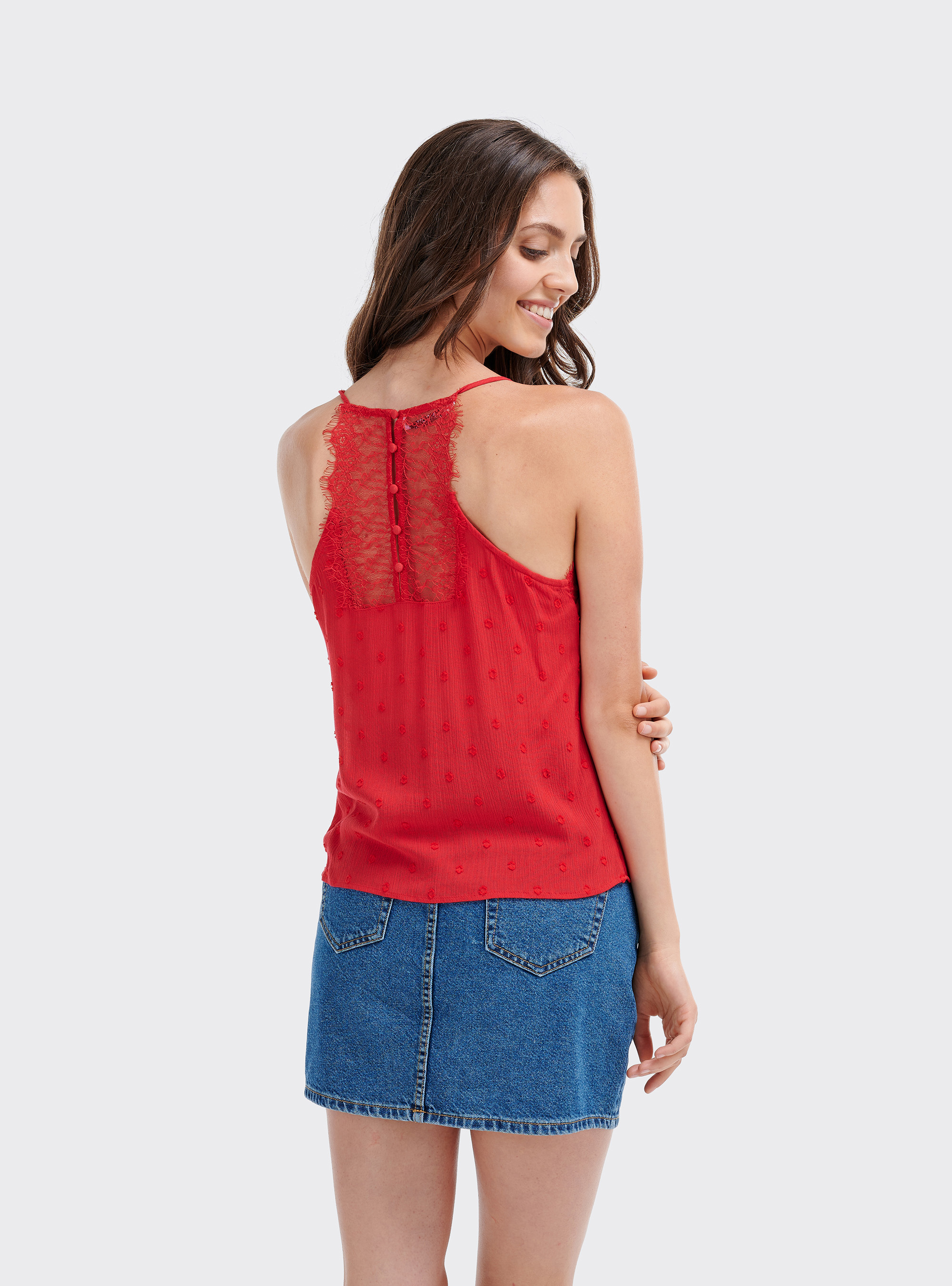 Haut avec dentelle, C3393 RED