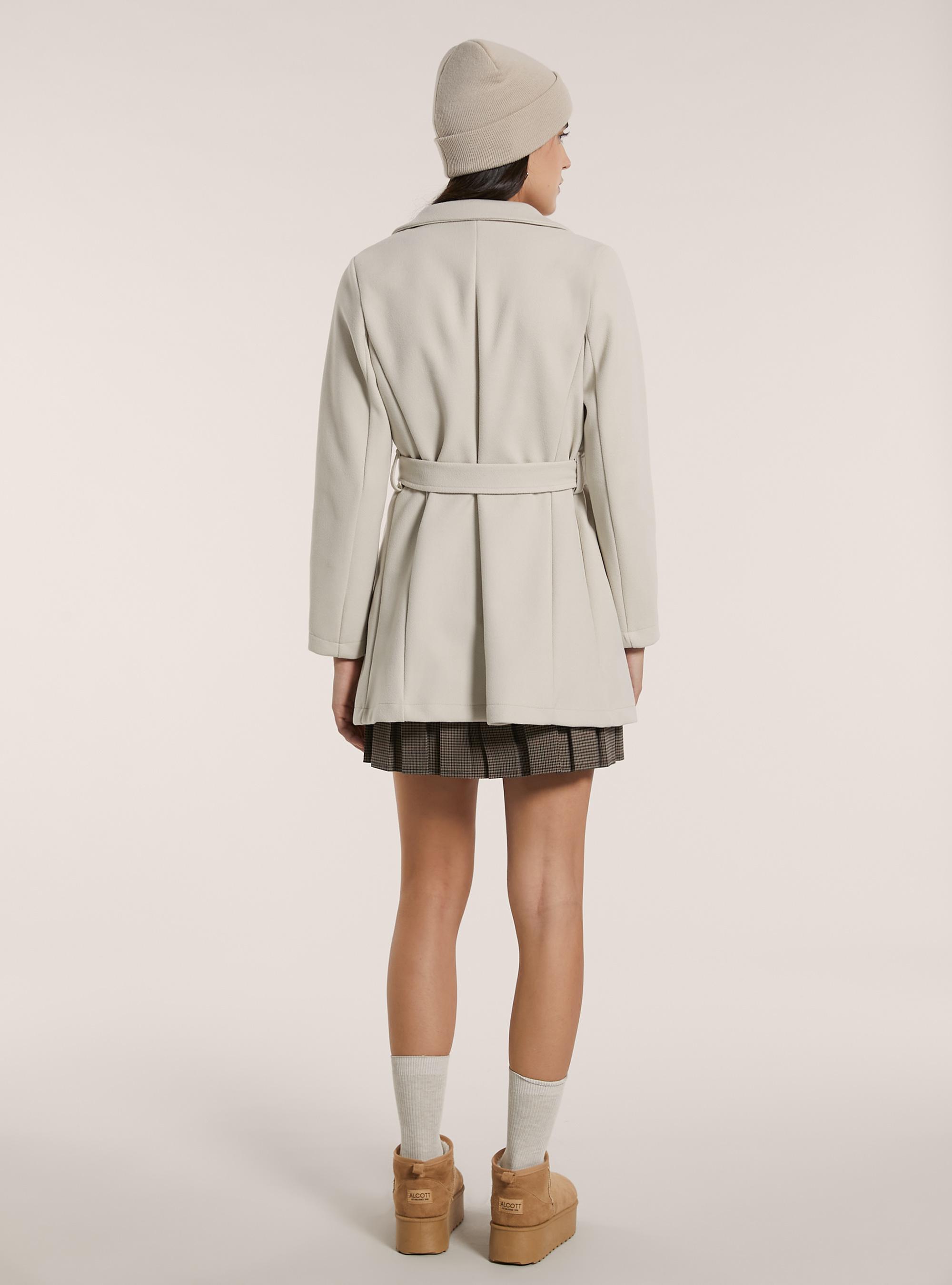 Cappotto in panno con cintura, WH1 OFF WHITE