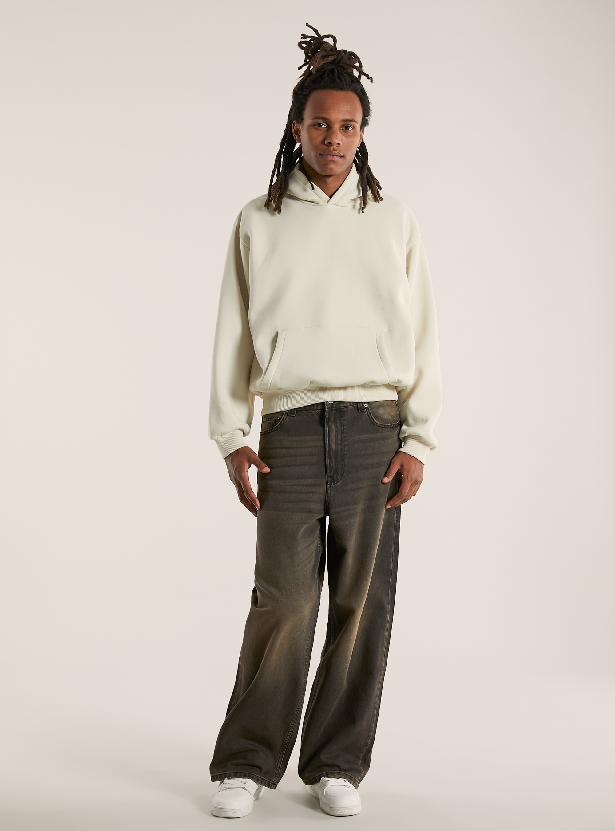 Felpa con cappuccio boxy fit, CR3 CREAM LIGHT