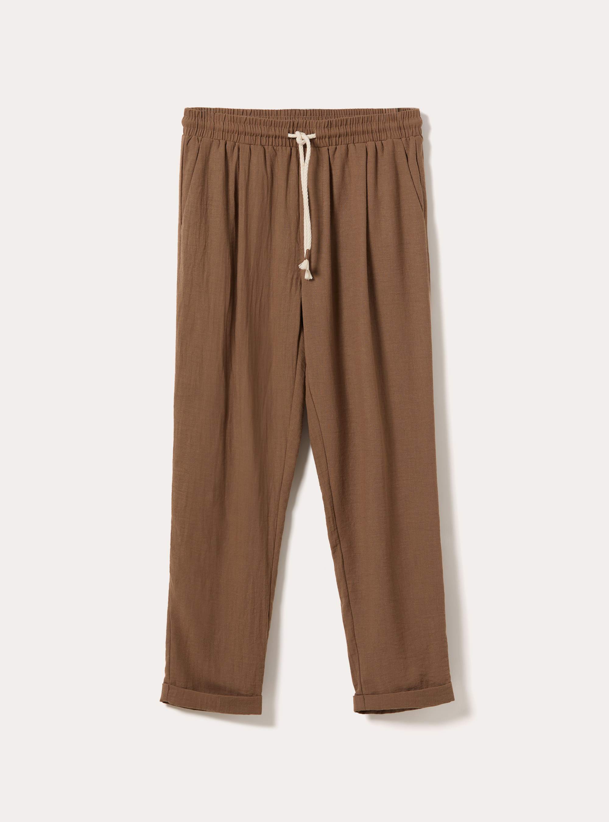 Pantalaccio basico con elastico in vita e coulisse, BR2 BROWN MEDIUM