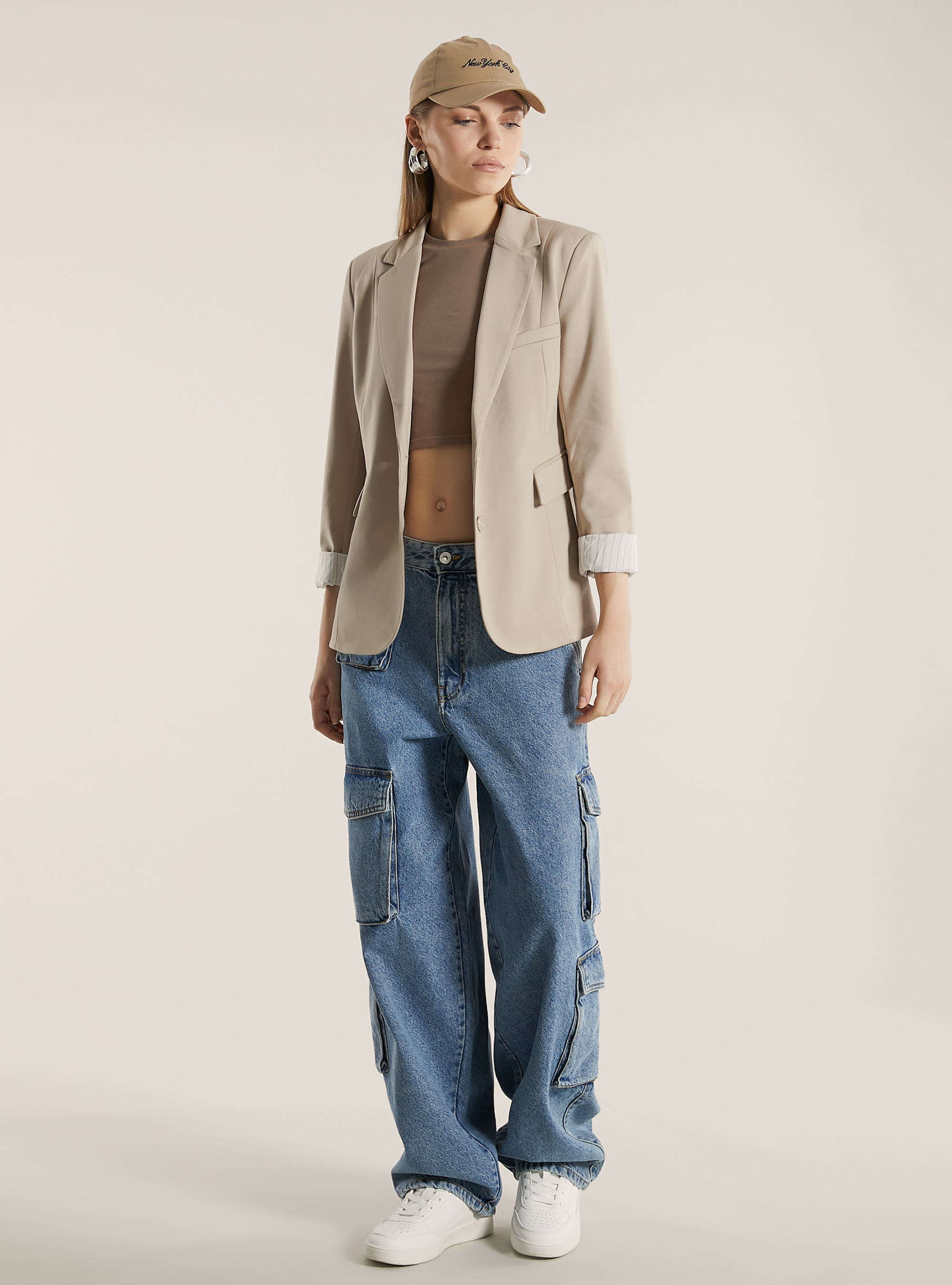 Jersey-Blazer, BG3 BEIGE LIGHT