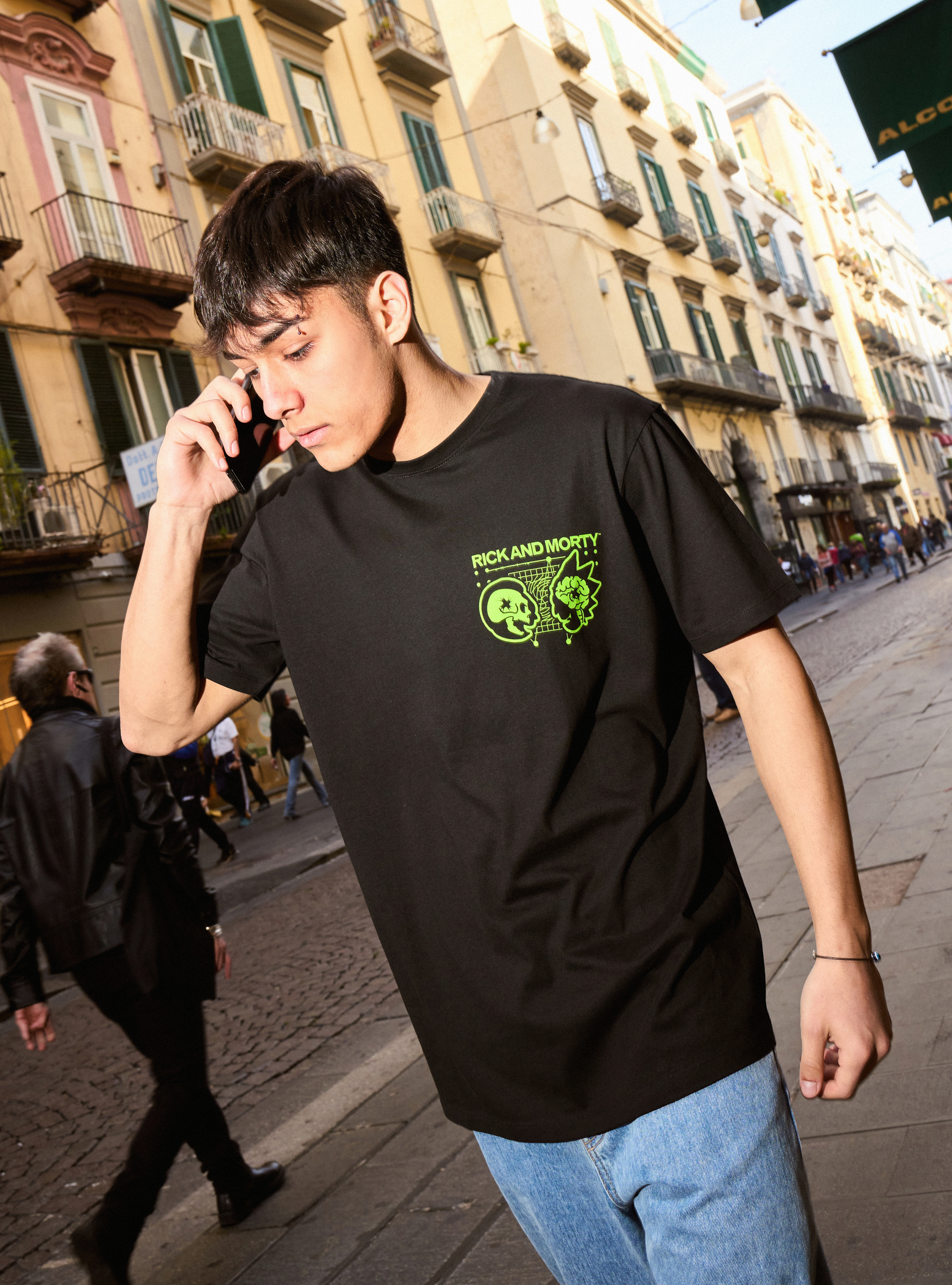 T-shirt rick and morty, NERO
