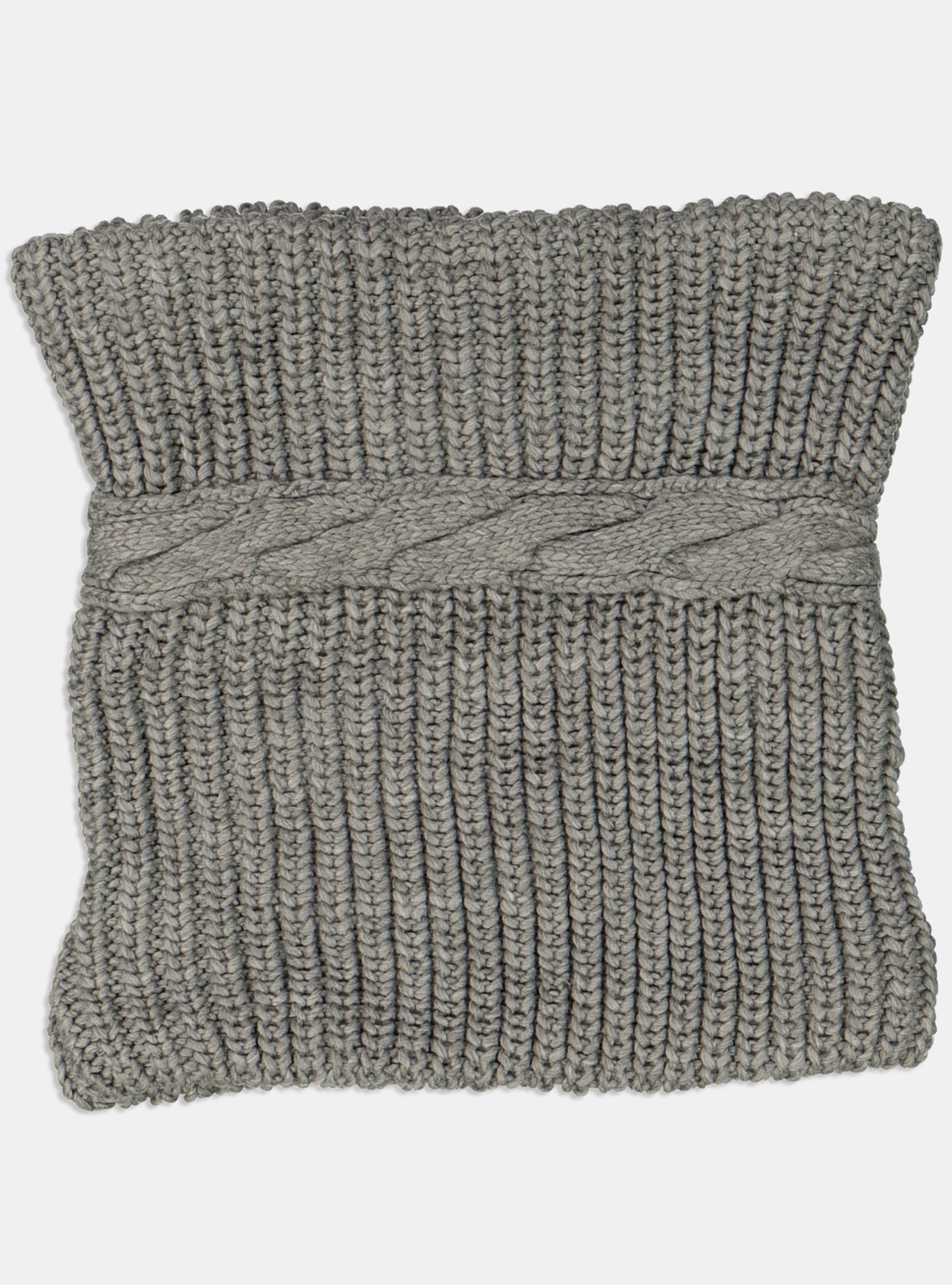 Collo tinta unita con treccia, GRIS MELANGE