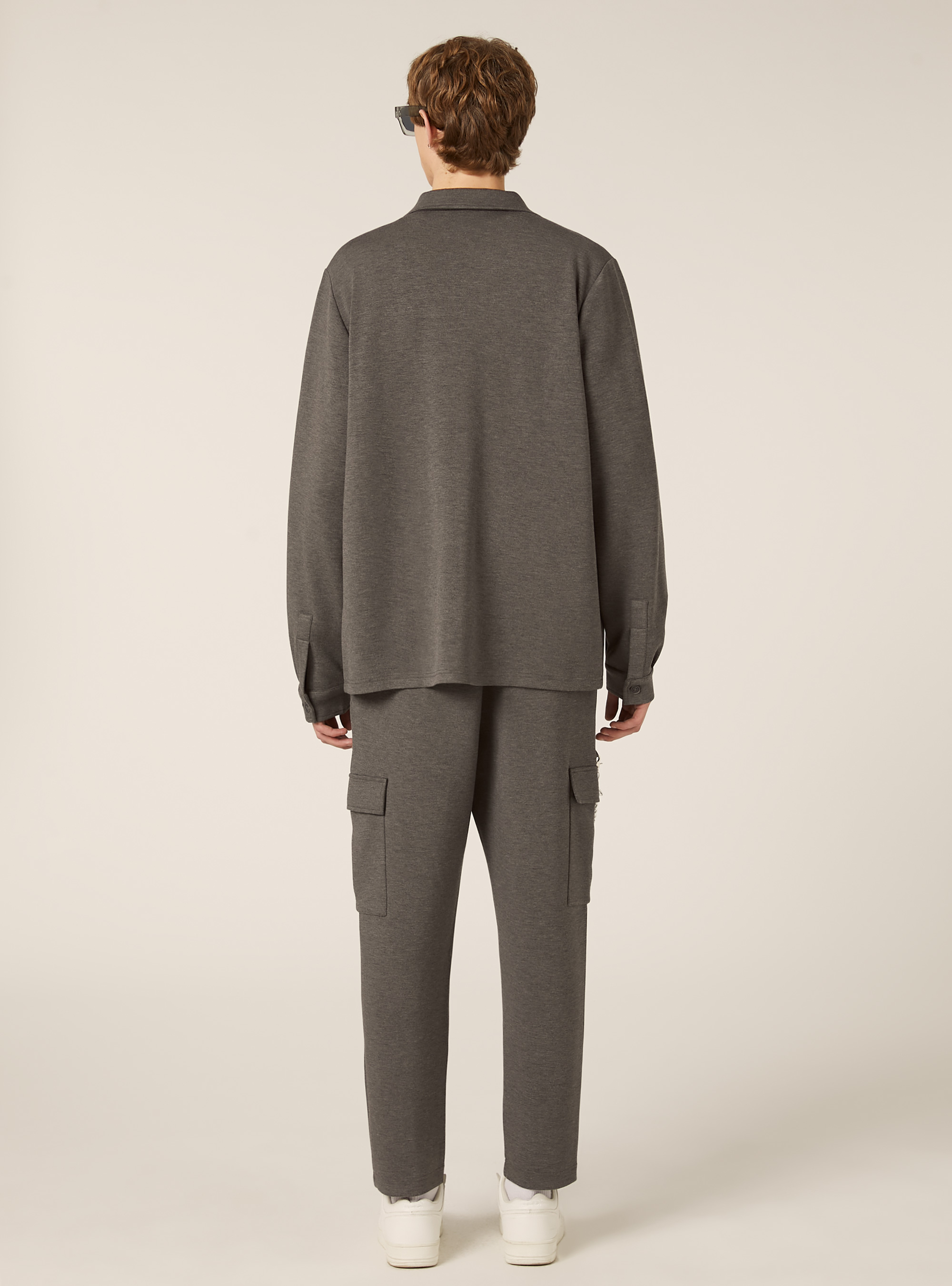 Hemd mit übergroßen Soft-Touch-Taschen, MGY1 GREY MEL DARK