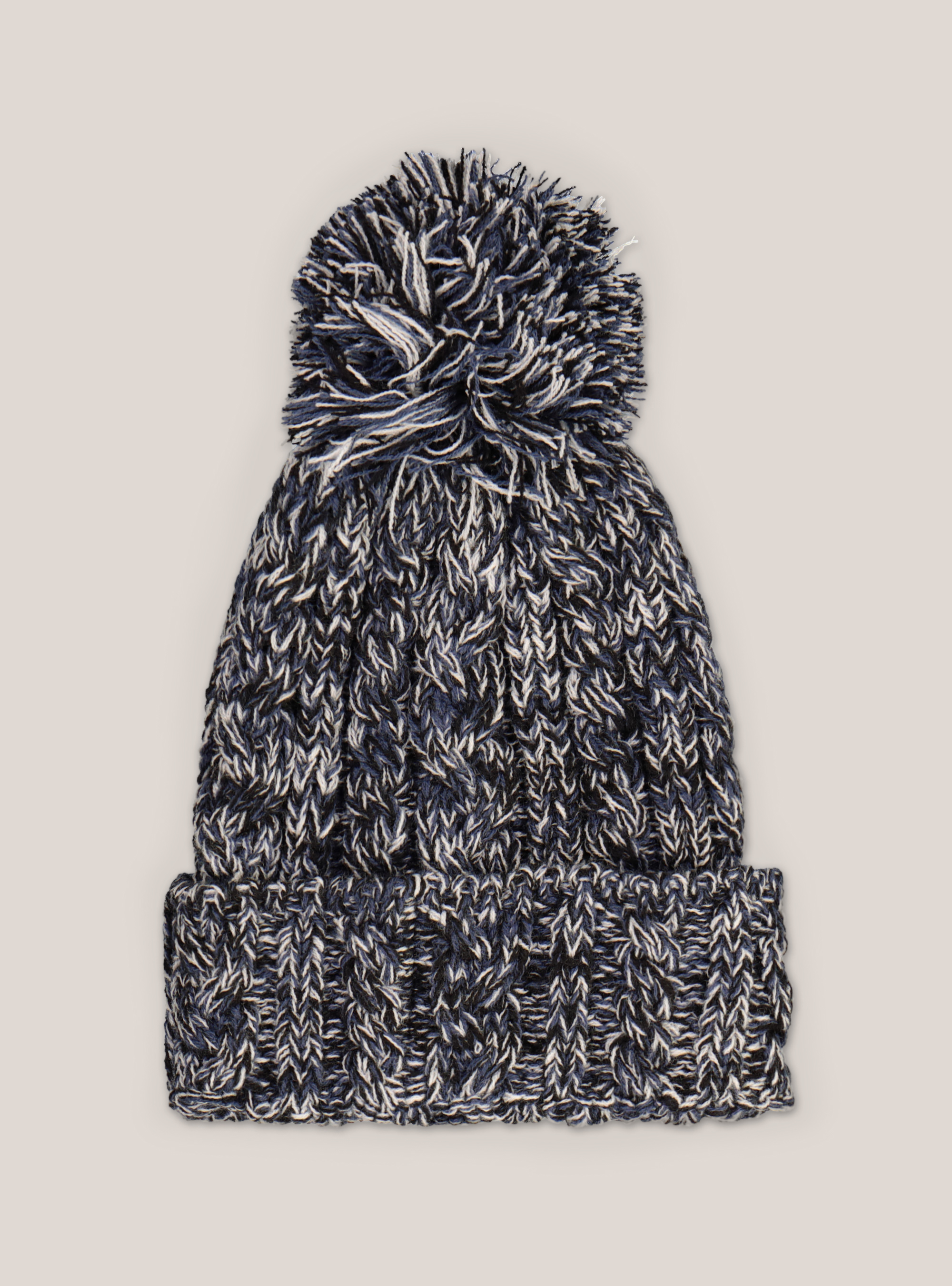 HAT WITH PON PON AND PATCH, MULTICOLOR