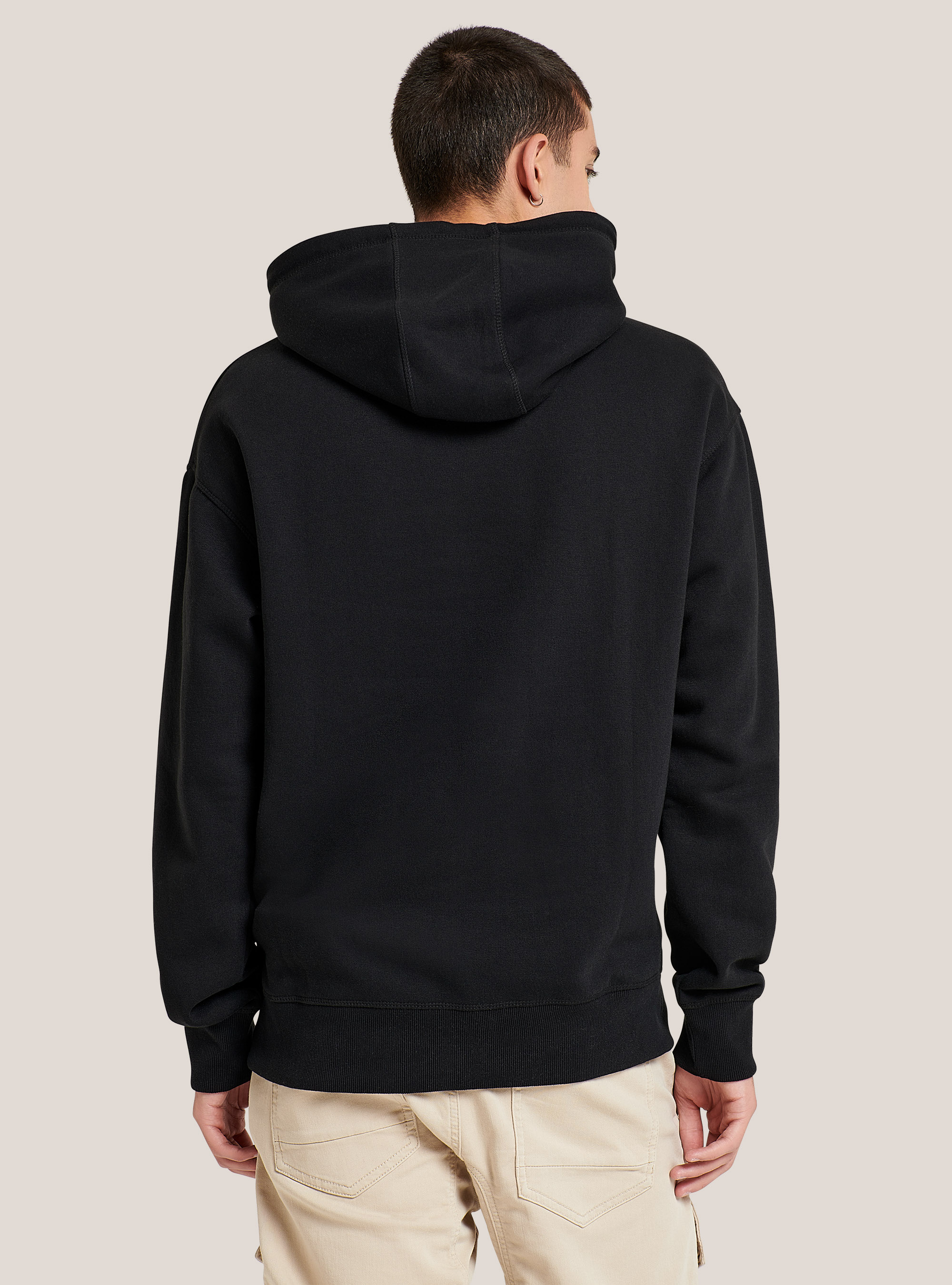 Sudadera de algodón de gran tamaño, NEGRO